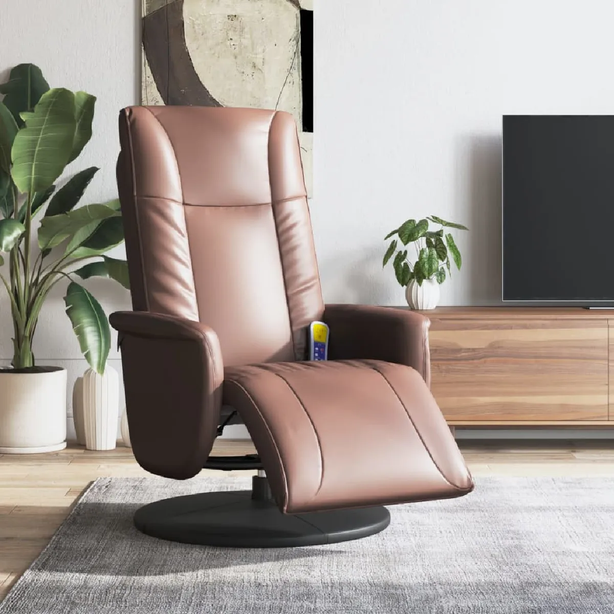 Non Communiqué Marron Vidaxl Fauteuil De Massage, Relaxation Avec Repose-Pieds Similicuir - Image 2