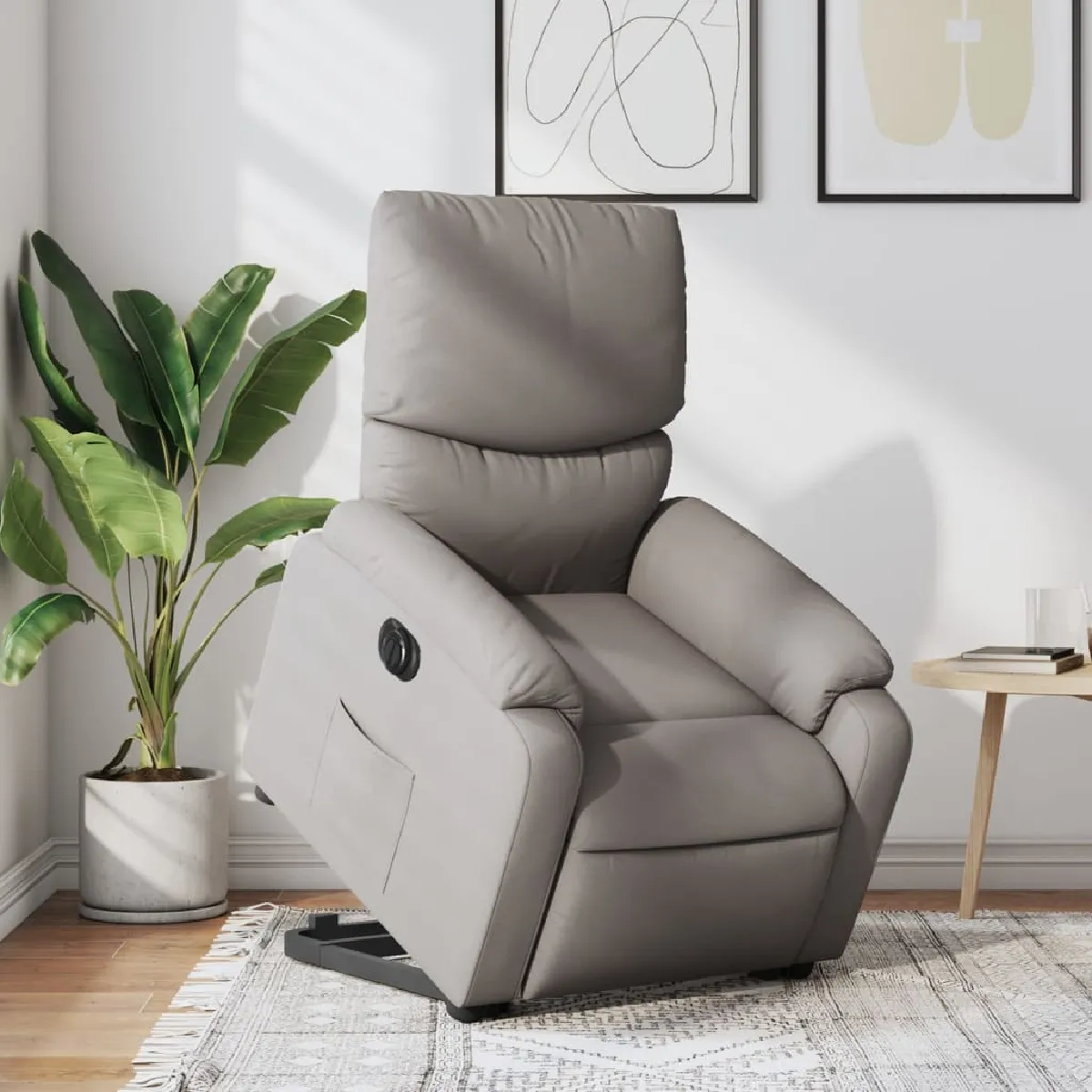 Non Communiqué Gris Vidaxl Stoel Électrique Réglable Tissu Taupe - Image 3