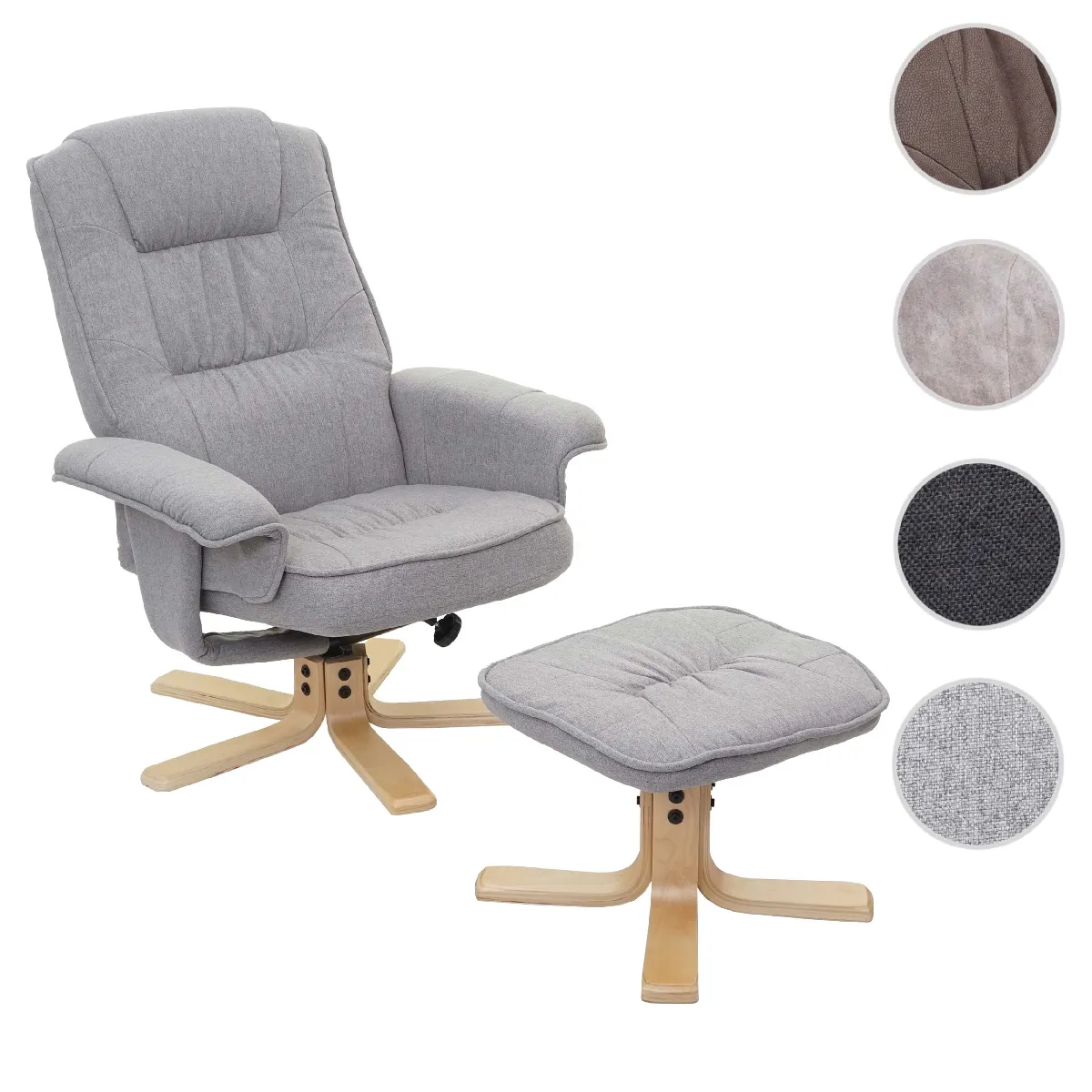 Mendler Gris/Clair Fauteuil Relax Pivotant