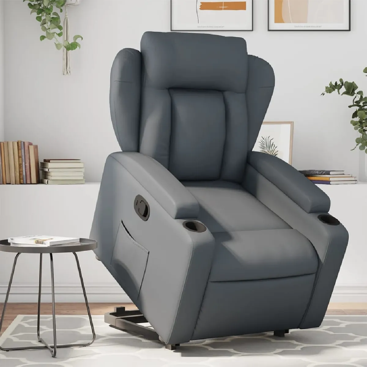 vidaXL - Fauteuil de relaxation - Similicuir - Gris - Image 3