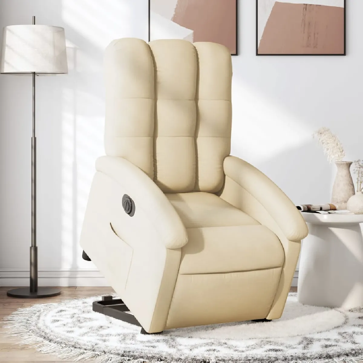 Vidaxl Fauteuil Inclinable Électrique - Crème Tissu