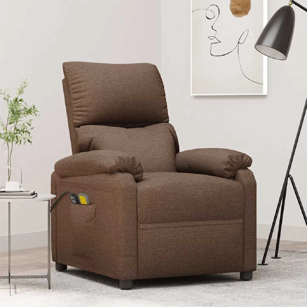 Vidaxl Marron Fauteuil Massage Électrique - Tissu