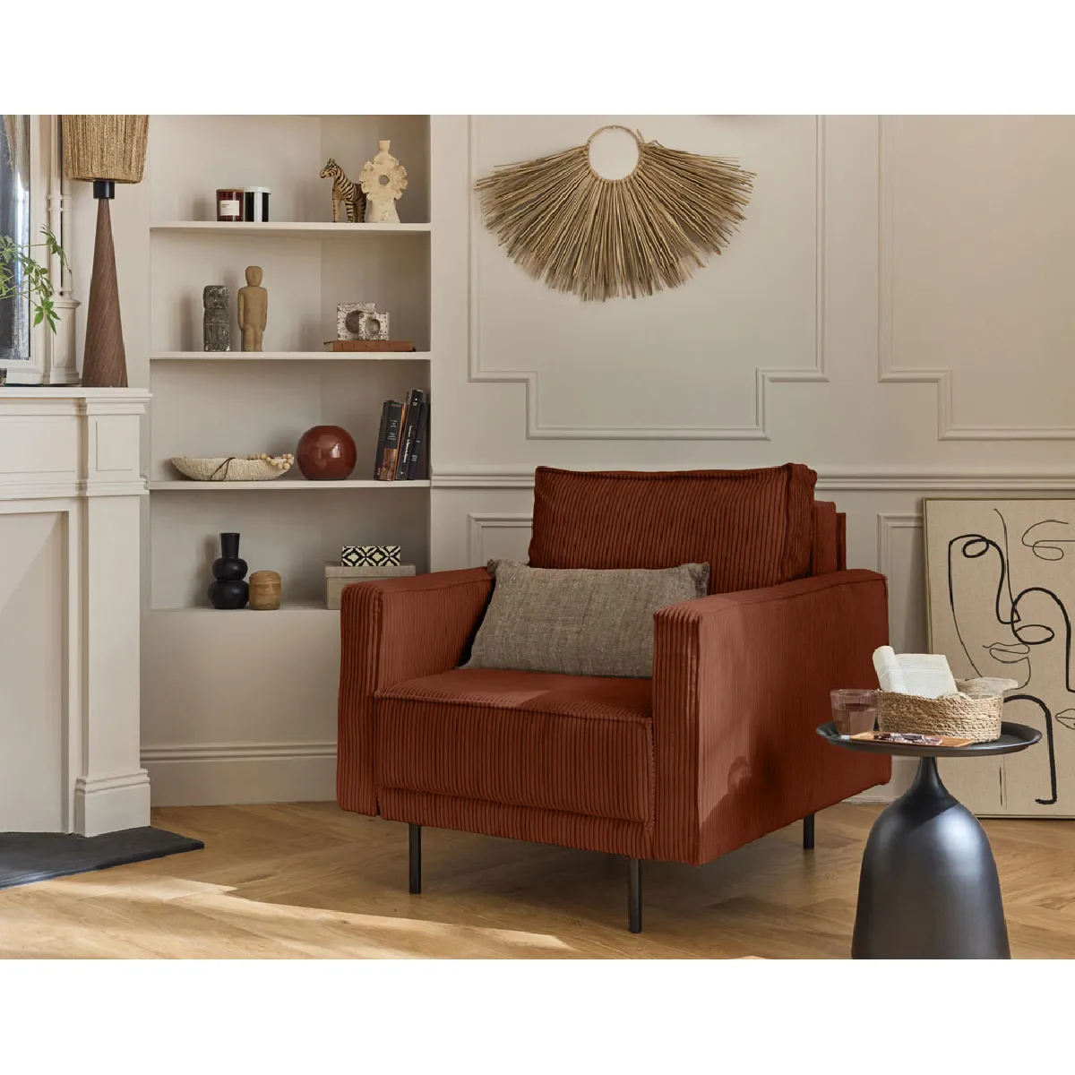 Lisa design Fauteuil Charlie en velours - Terracotta Lisa design Fauteuil Charlie en velours - Terracotta