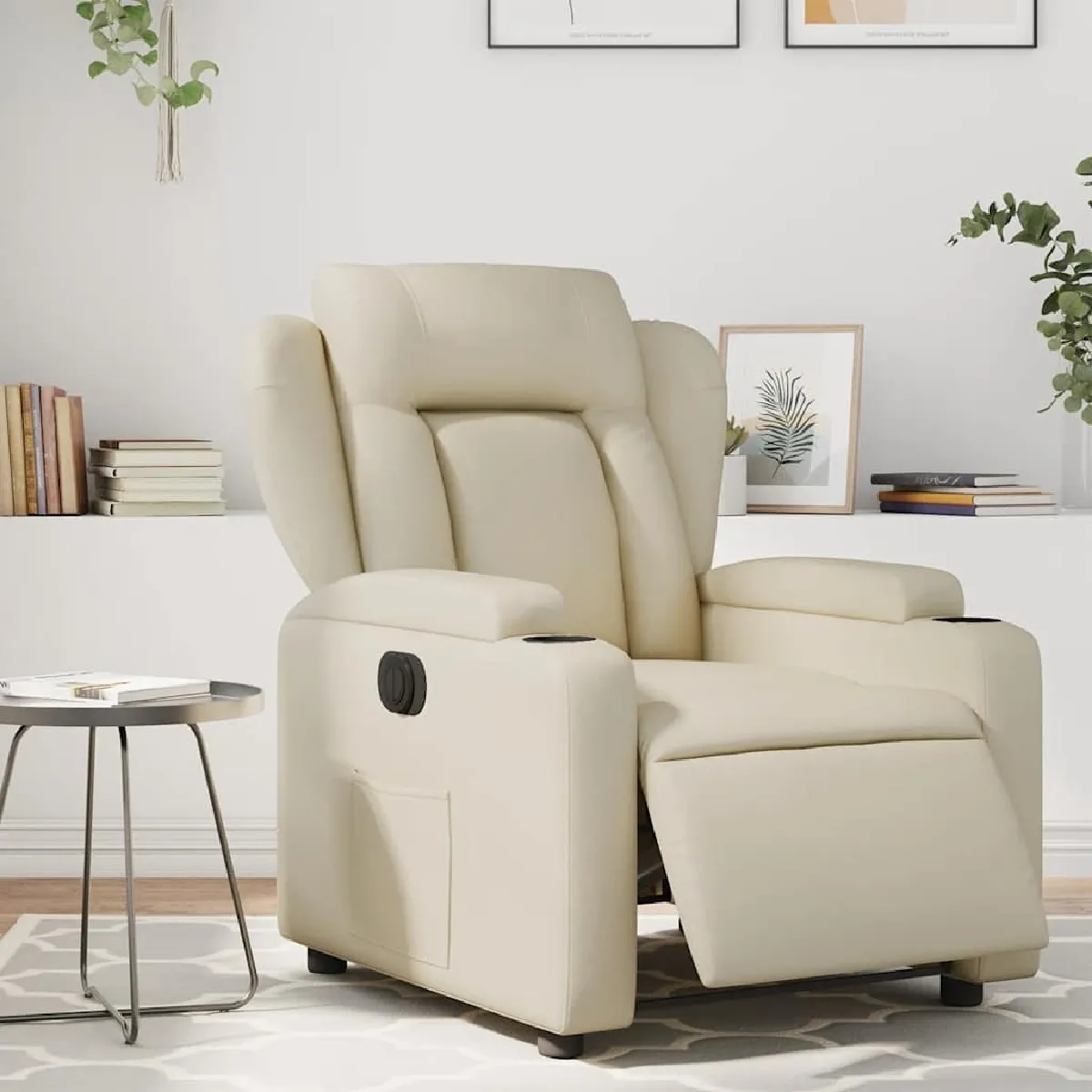 VIDAXL - Fauteuil inclinable électrique - Similicuir - Crème - Image 2