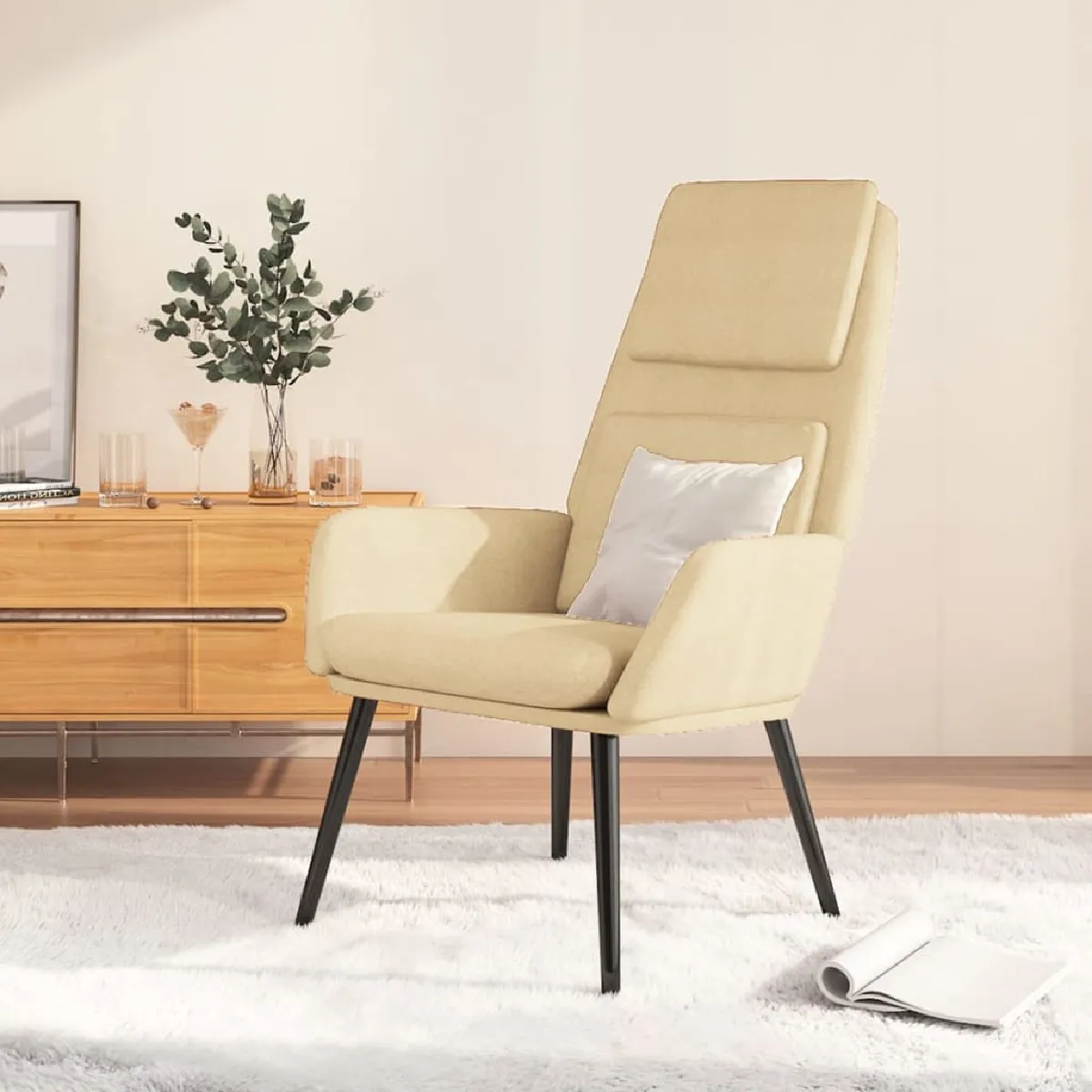 Non Communiqué Beige Vidaxl Fauteuil Relax Tissu Crème - Image 3