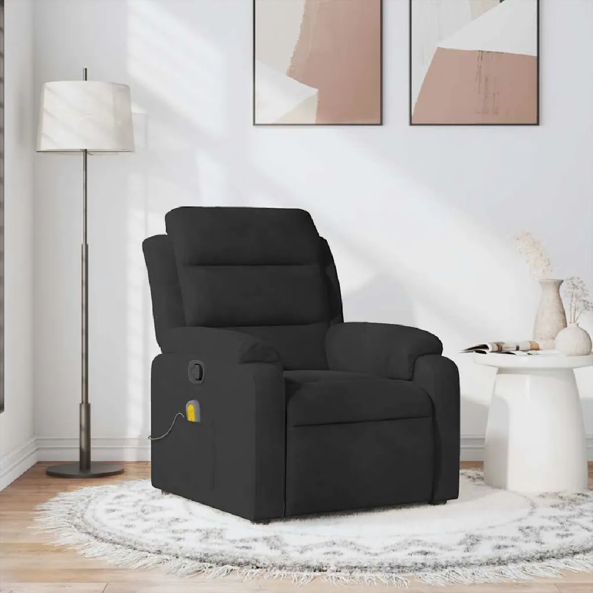Vidaxl Noir Fauteuil De Massage, Relaxation Velours - Image 3