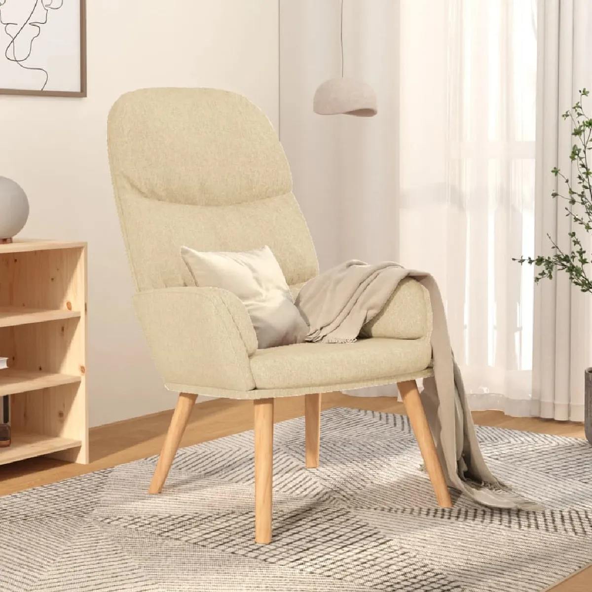 vidaXL Chaise de relaxation Velours Crème - vue 1