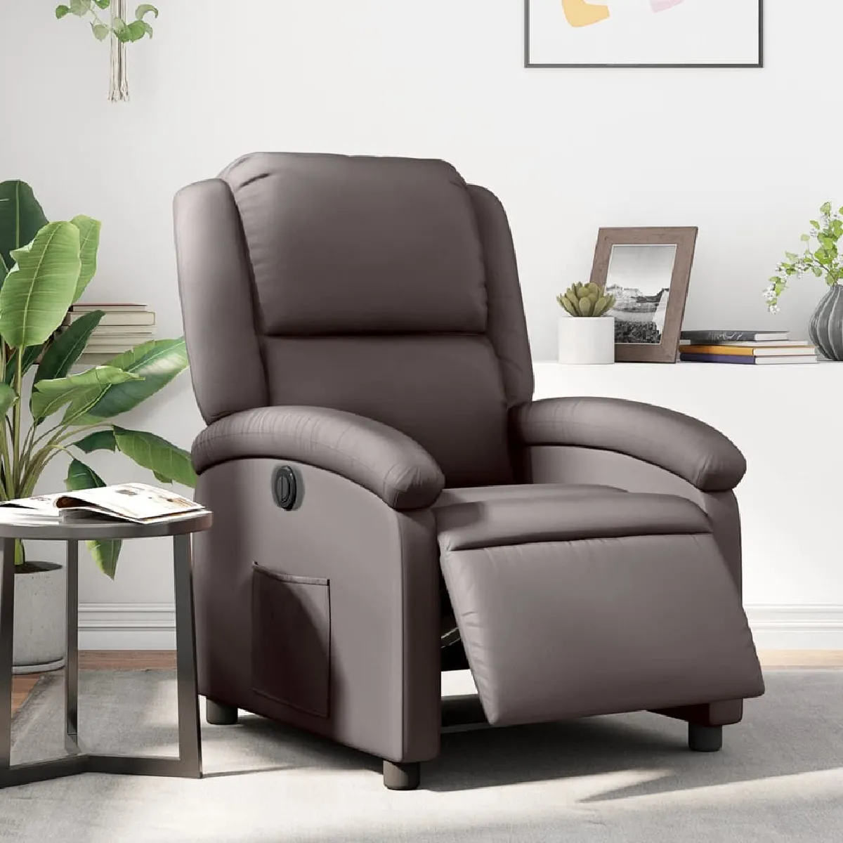 Vidaxl Marron Fauteuil Réglable Électrique Echt Leer Foncé - Image 3