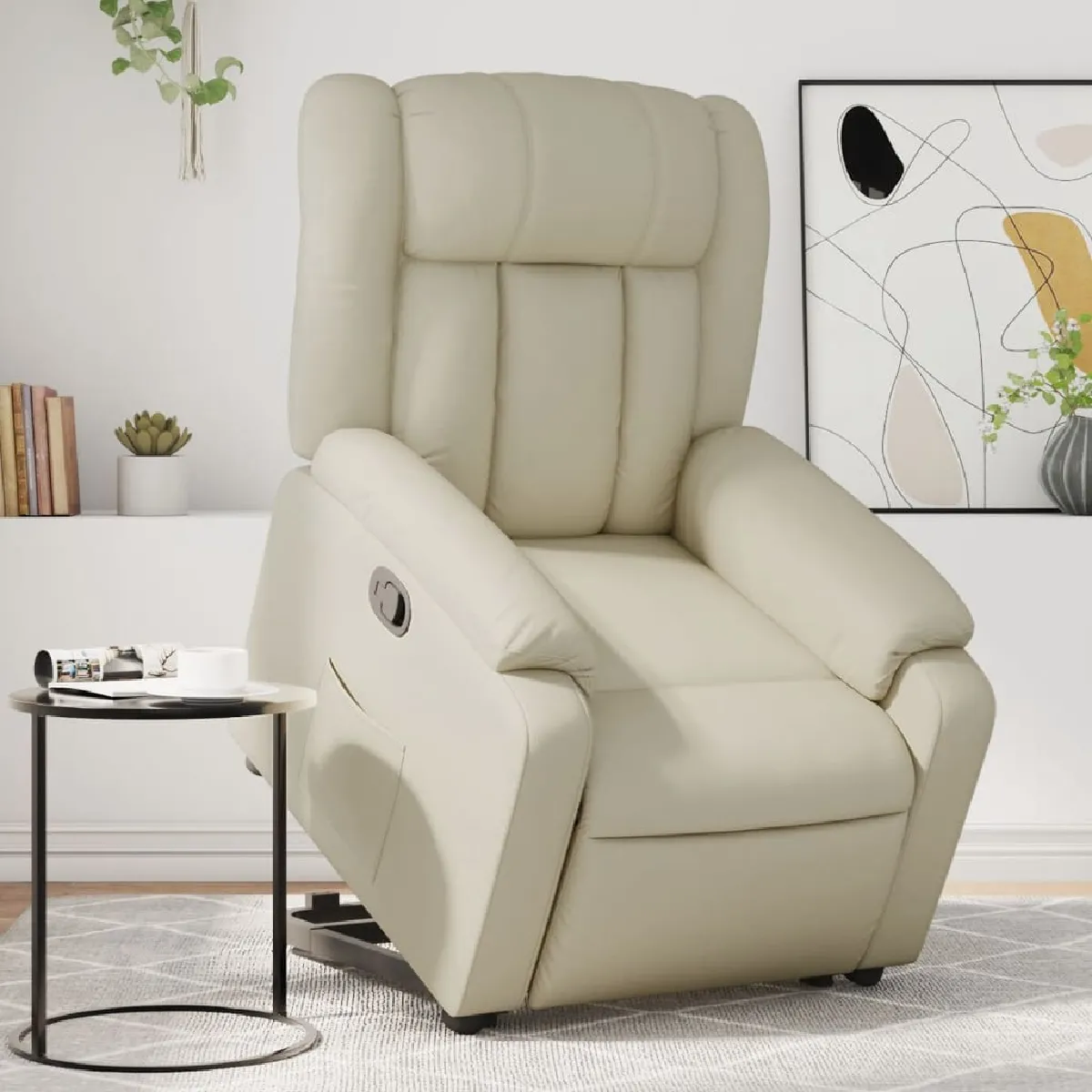 Non Communiqué Beige Vidaxl Fauteuil De Relaxation Inclinable Similicuir Crème - Image 3