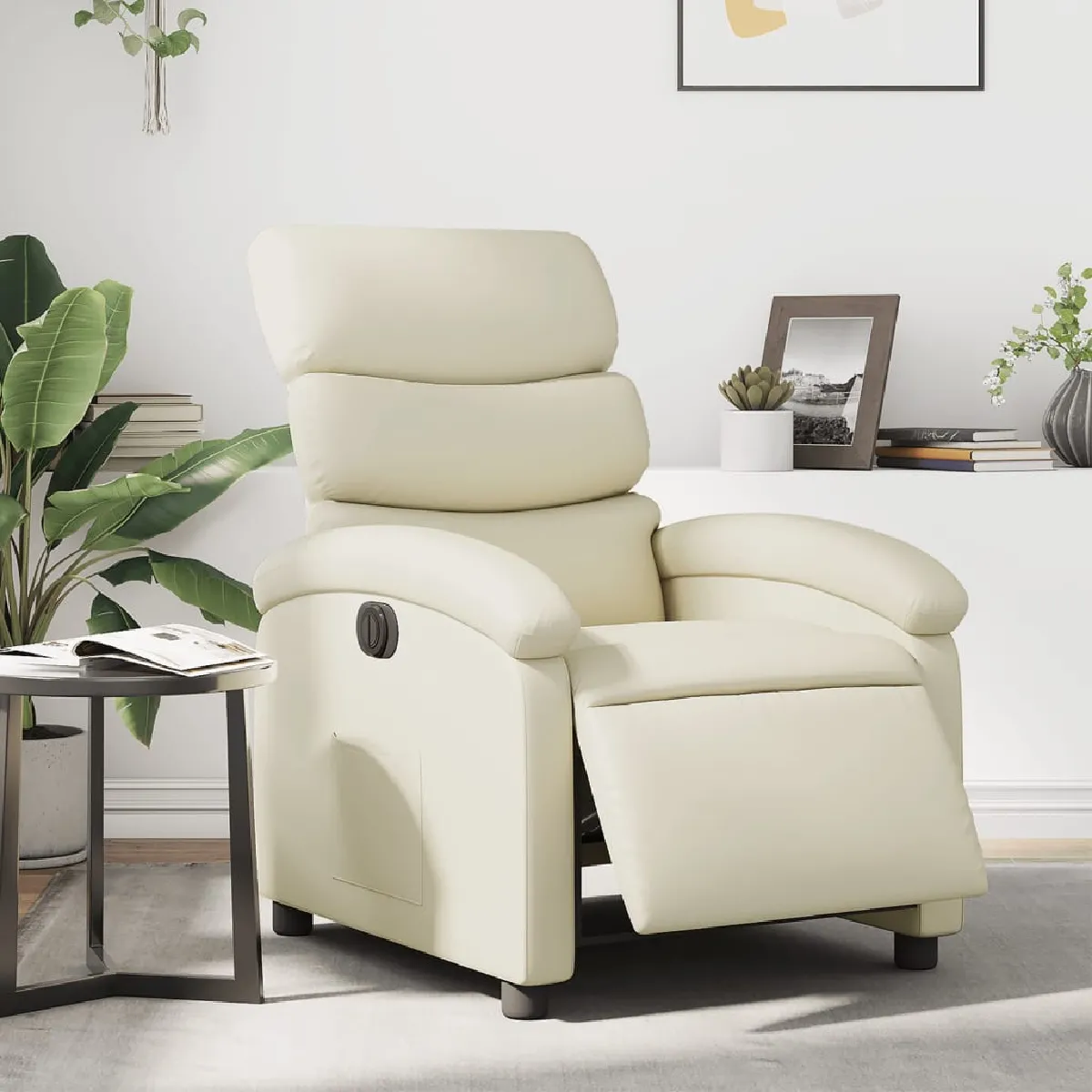 vidaXL Fauteuil inclinable électrique Crème Similicuir - vue 2