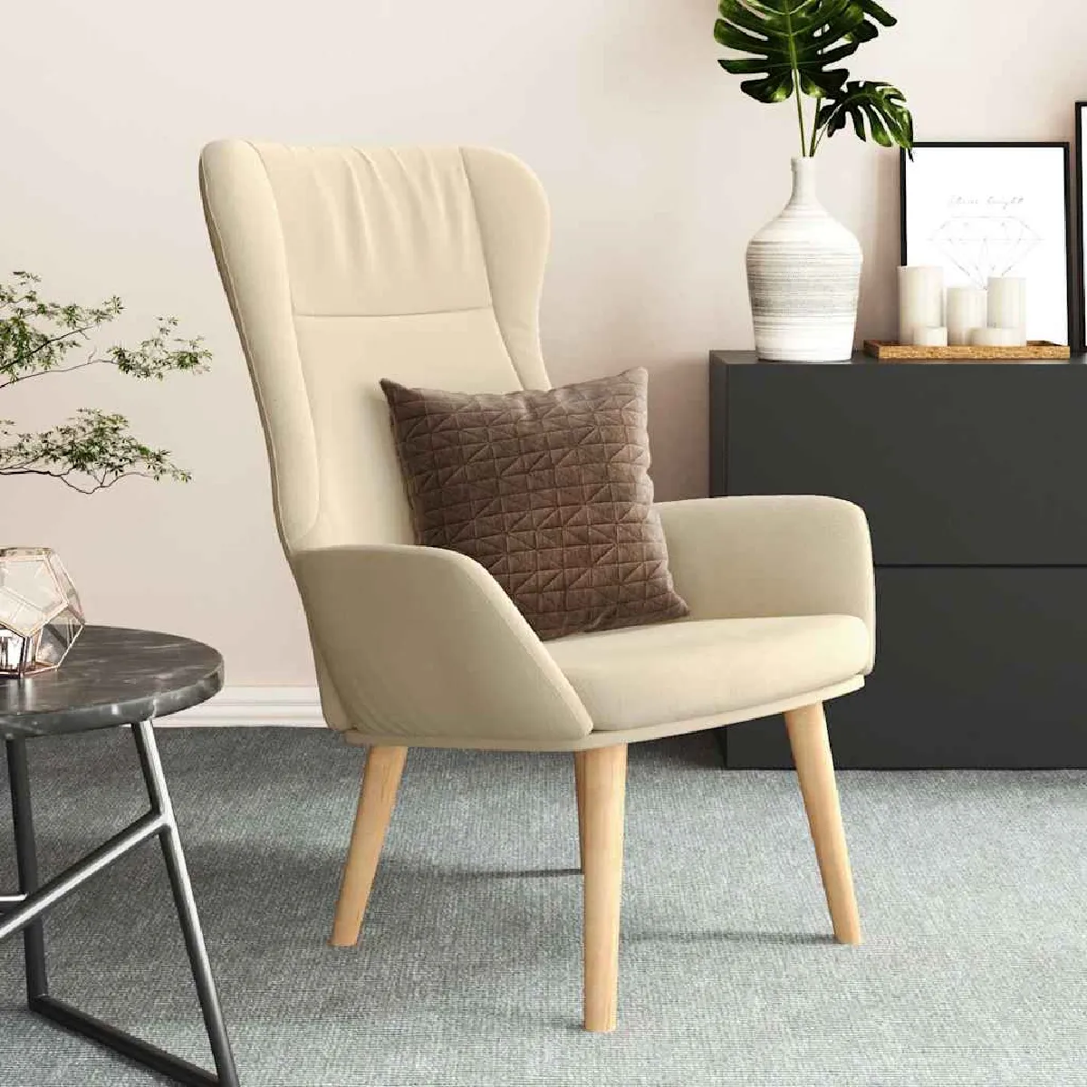 Non Communiqué Beige Vidaxl Fauteuil Relax Tissu Crème - Image 3