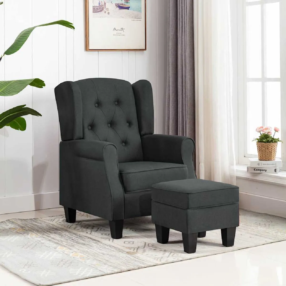 vidaXL Fauteuil avec repose pied - vue 3