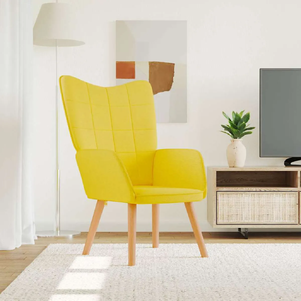 vidaXL Chaise de relaxation Velours Crème - vue 5