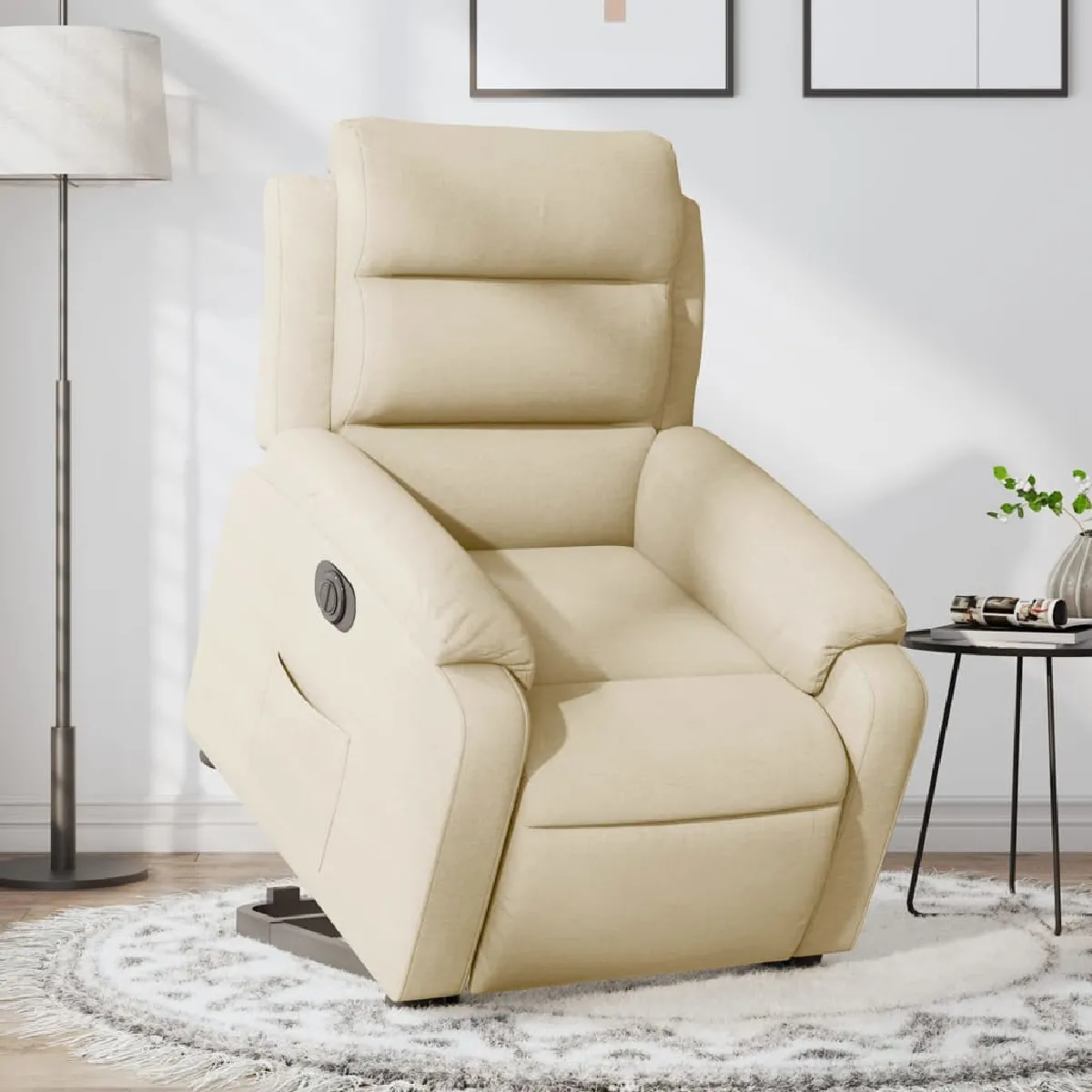 VIDAXL - Fauteuil de relaxation électrique - Inclinable - Tissu - Crème - Image 3