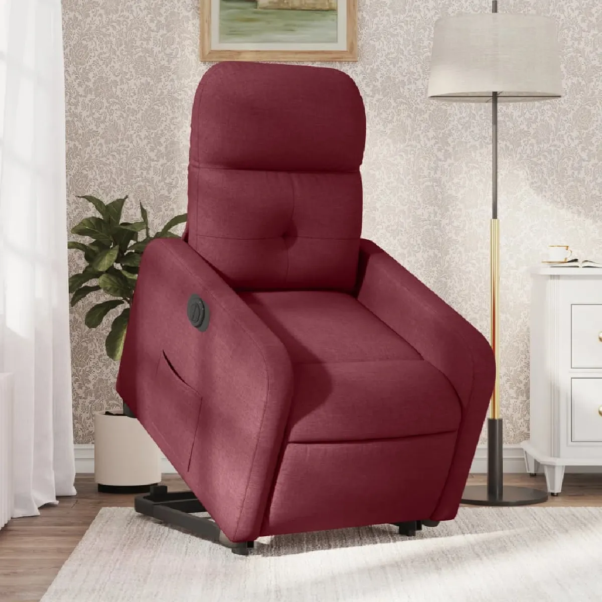 Non Communiqué Rouge Vidaxl Stoel Électrique Réglable Tissu Bordeaux - Image 3