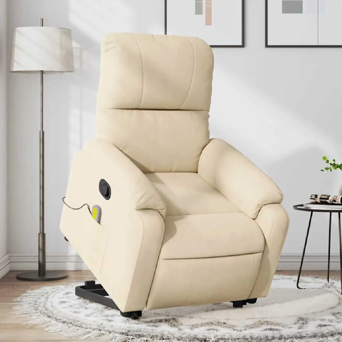 vidaXL Fauteuil de massage inclinable Crème - vue 5