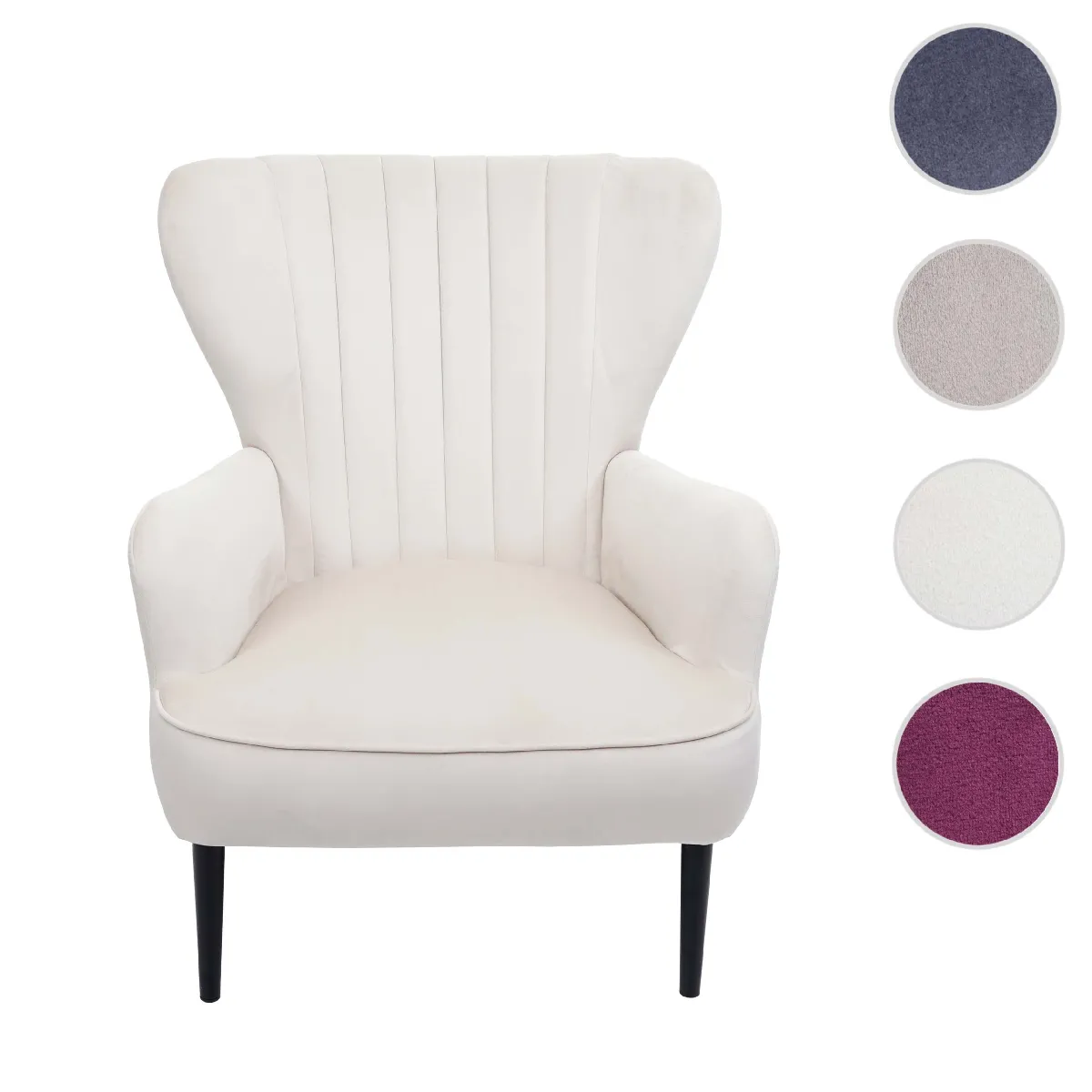 Mendler Fauteuil lounge velours - Crème beige Mendler Fauteuil lounge velours - Crème beige