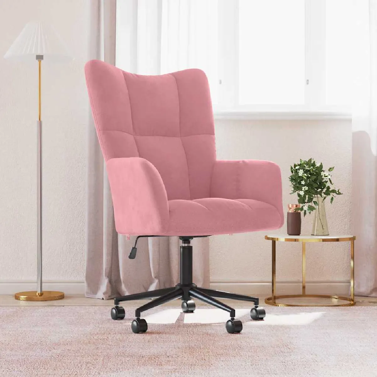 vidaXL Chaise de relaxation Velours Crème - vue 5