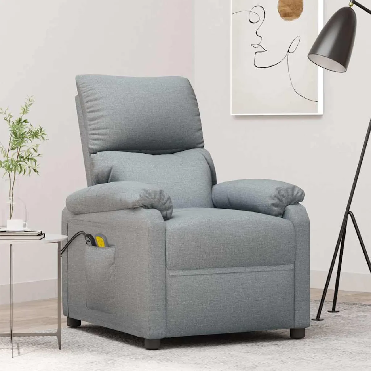 Vidaxl Gris/Clair Fauteuil Électrique De Massage Tissu - Image 3