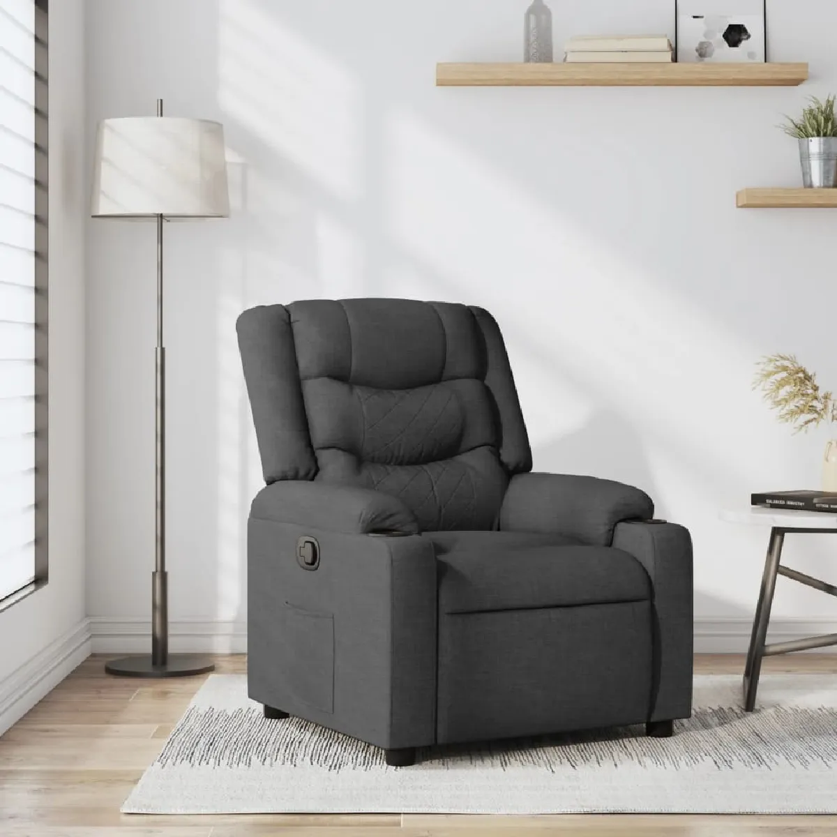VIDAXL - Fauteuil de relaxation - Réglable - Tissu - Gris - Image 2