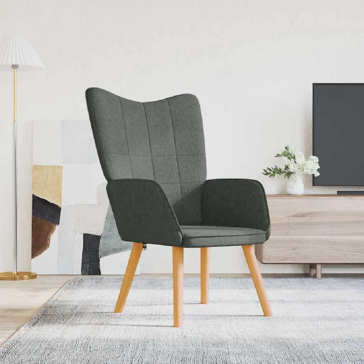Vidaxl Gris Chaise De Relaxation - Foncé Tissu