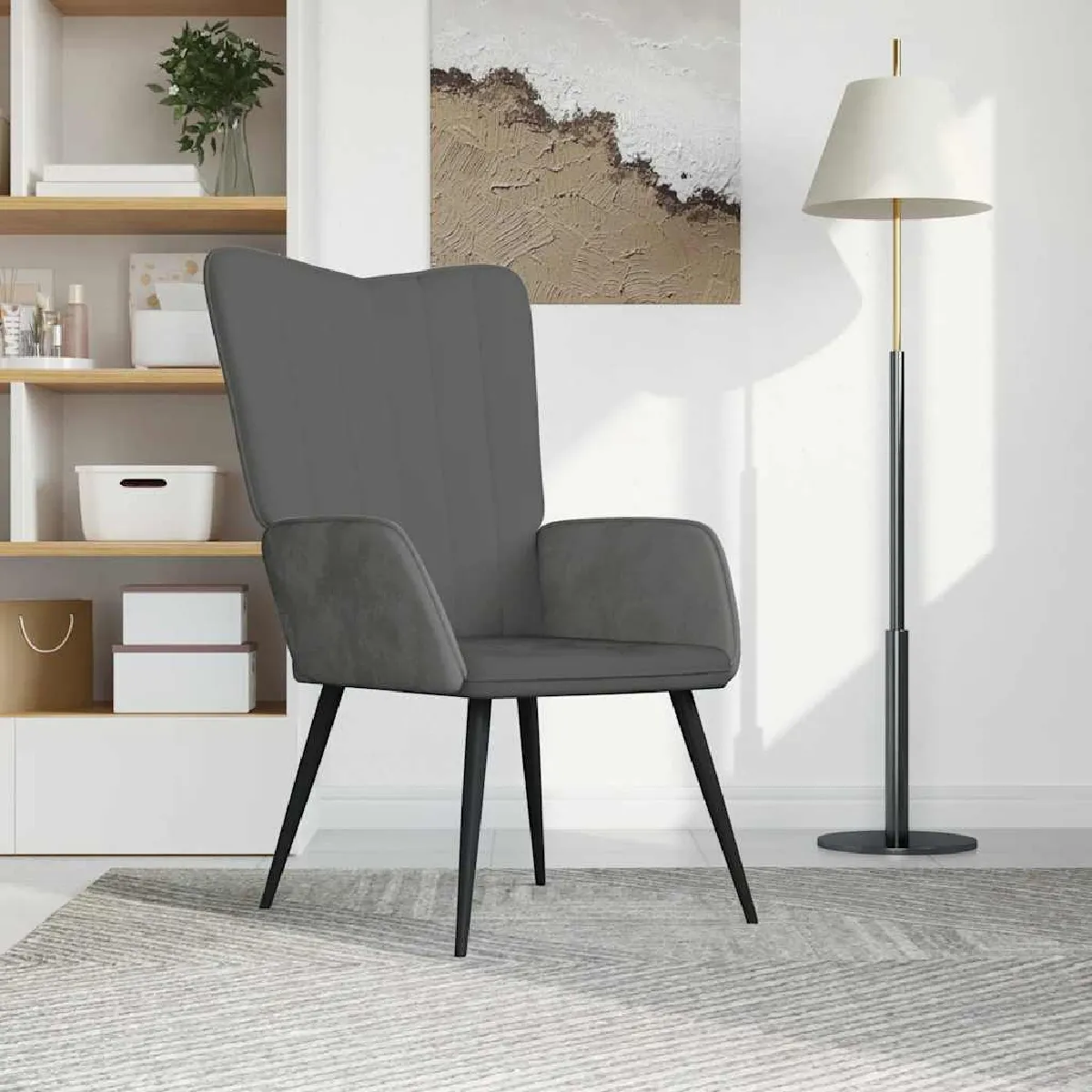 vidaXL Chaise de relaxation - Gris foncé