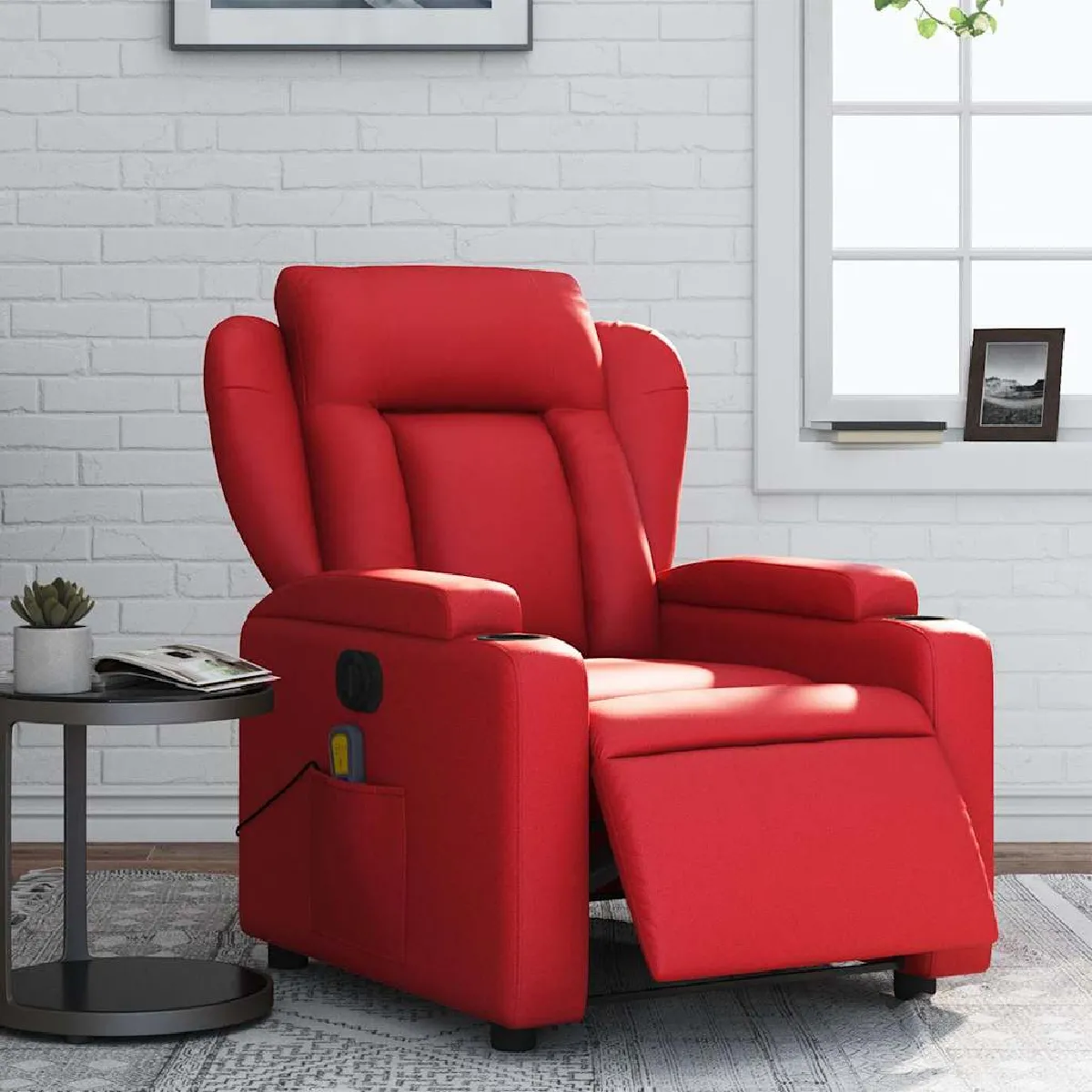 VIDAXL Fauteuil de massage Rouge similicuir