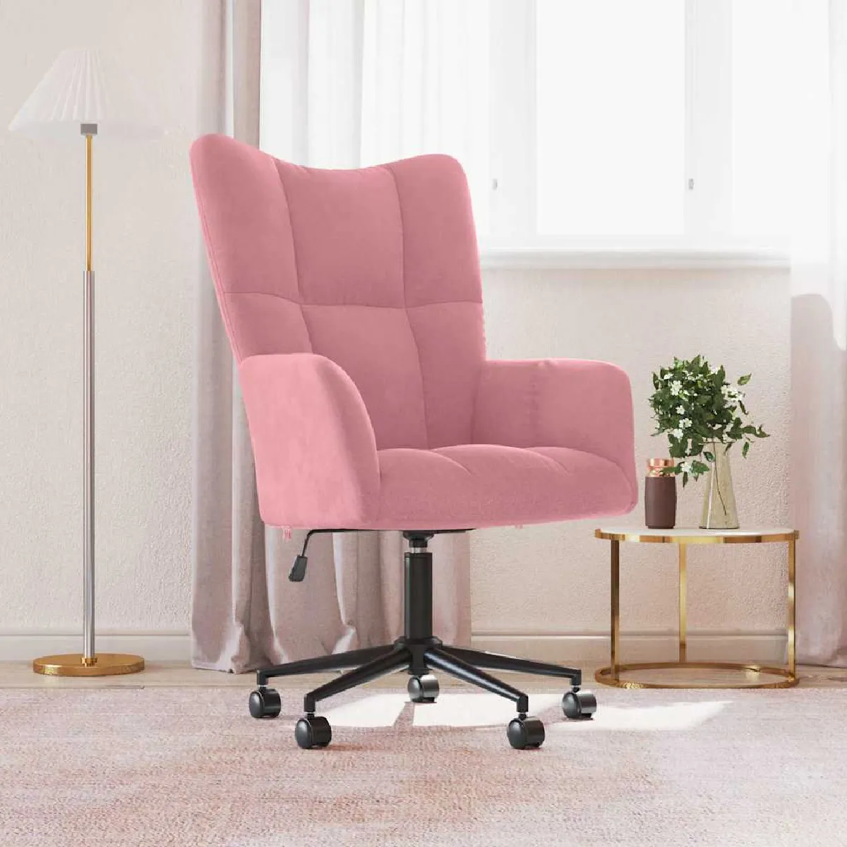 VIDAXL - Chaise de relaxation - Velours - Rose - Image 2