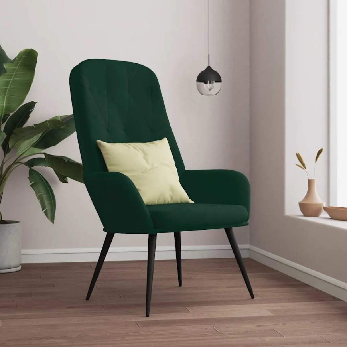 Non Communiqué Vert Chaise De Relaxation Foncé Velours - Image 3