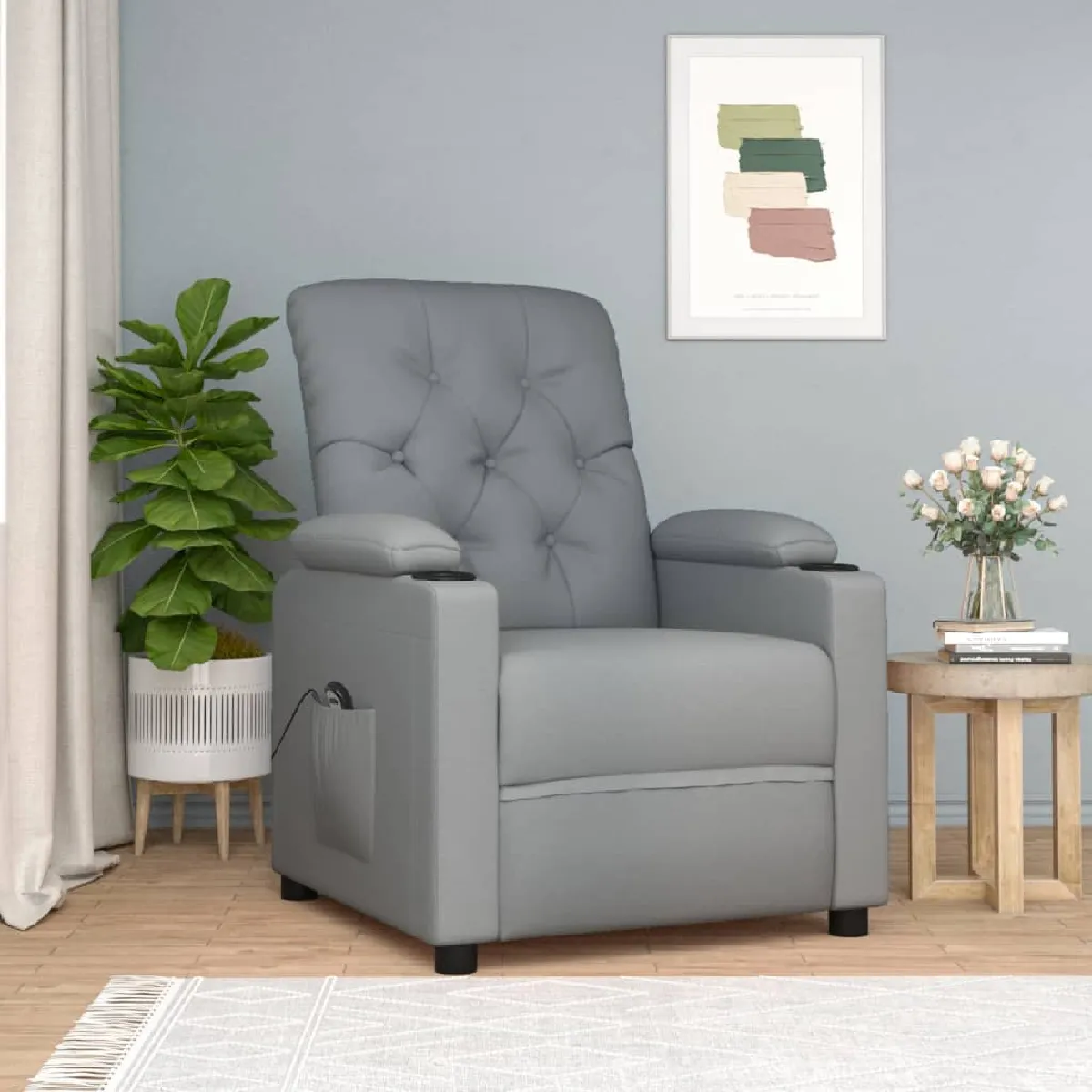 vidaXL Fauteuil inclinable électrique - Gris clair Tissu
