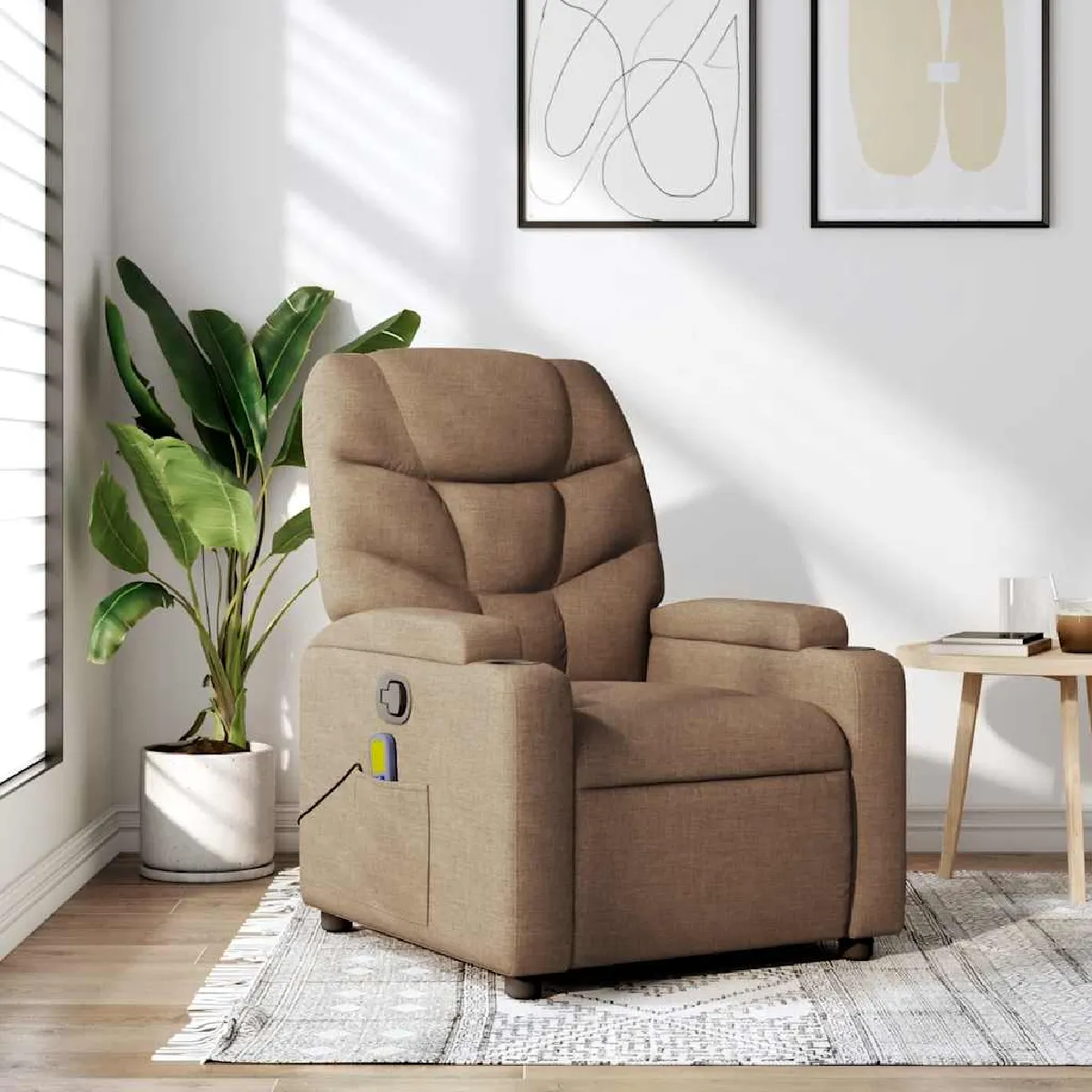 Non Communiqué Beige Vidaxl Fauteuil De Massage, Relaxation Tissu Marron - Image 3