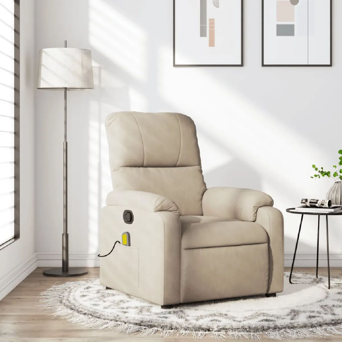 vidaXL Fauteuil de massage inclinable Crème - vue 7