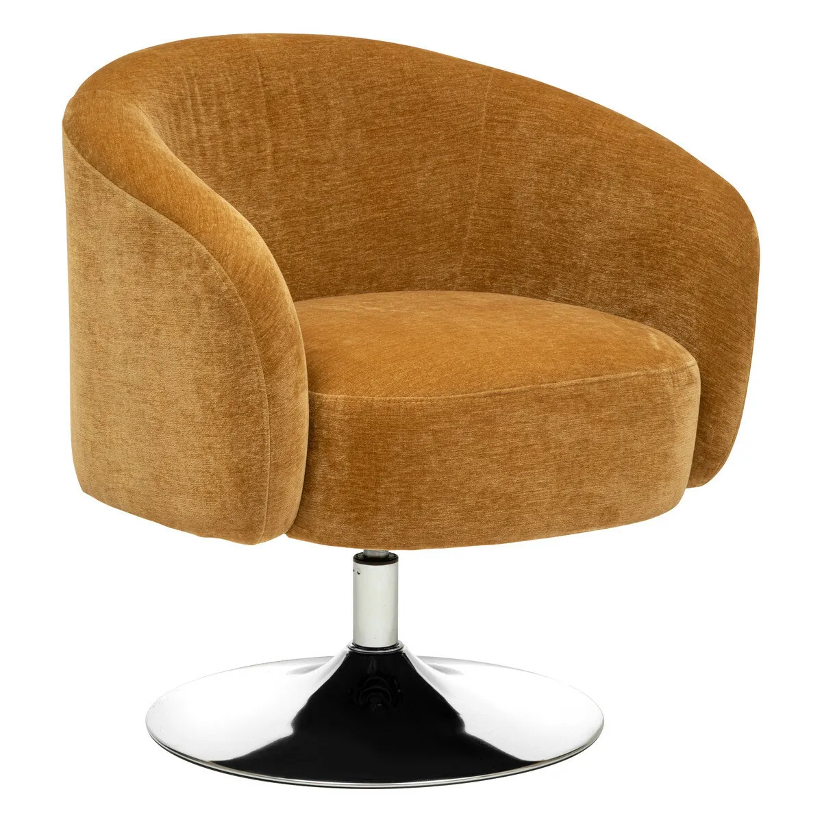Pegane Fauteuil de salon pivotant en velours - Ocre