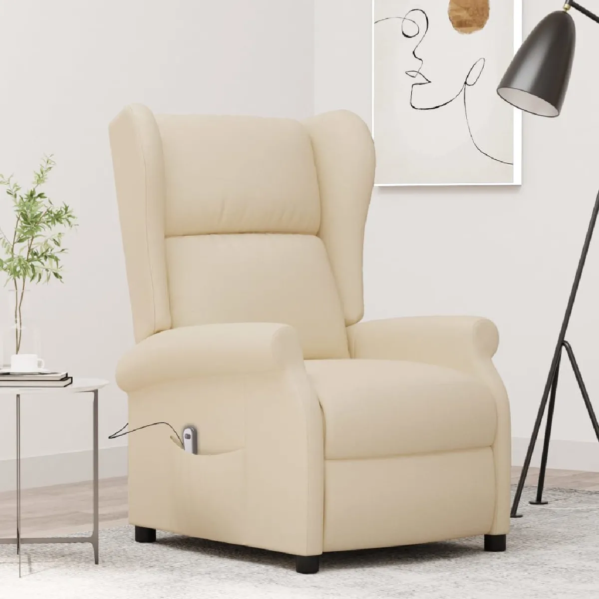vidaXL Fauteuil inclinable électrique Crème Tissu - vue 2