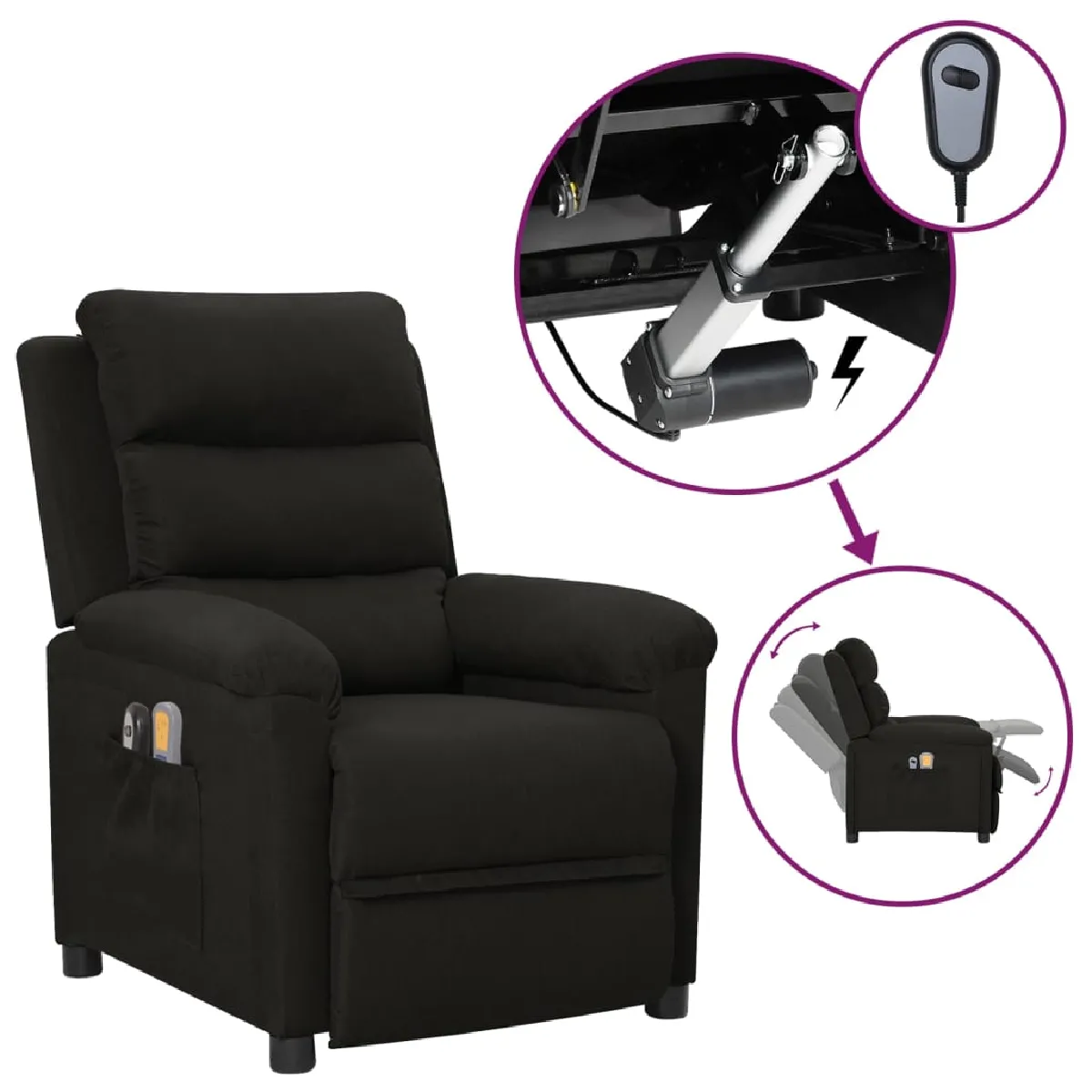 vidaXL Fauteuil de Massage Électrique - Noir