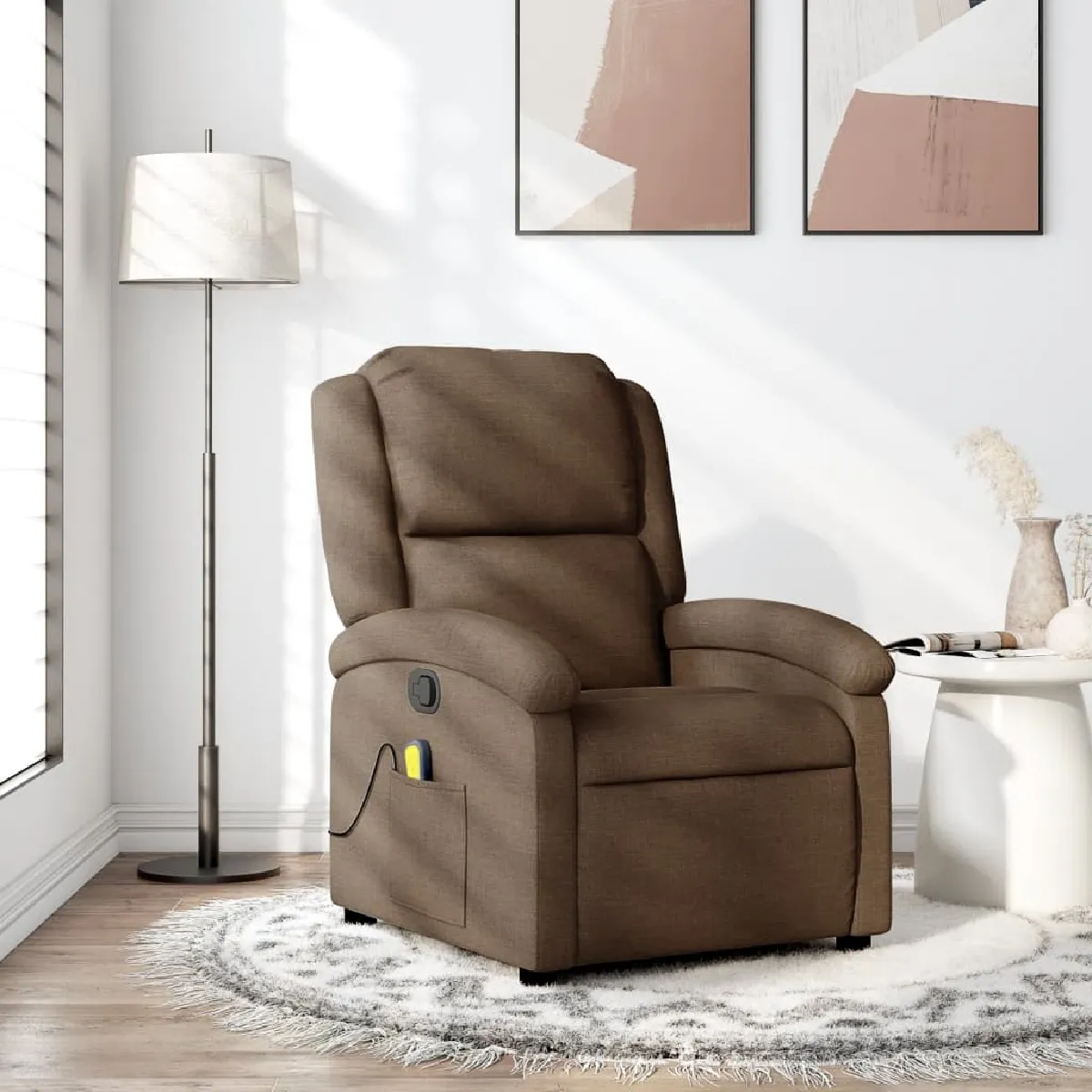 vidaXL - Fauteuil de relaxation - Massage - Tissu - Marron - Image 3