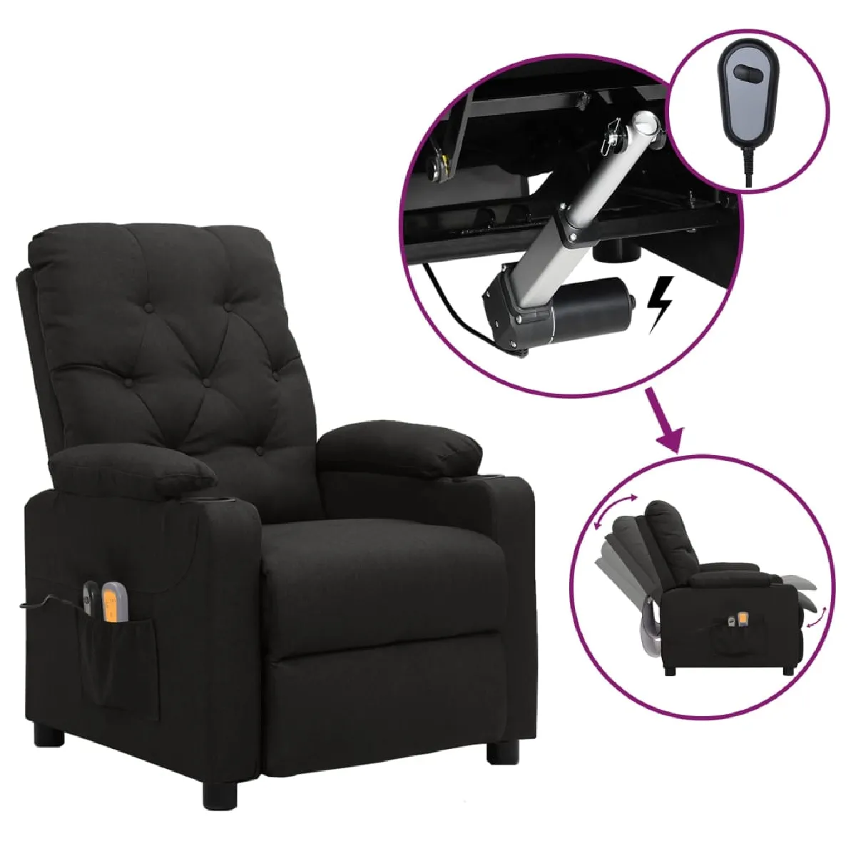 vidaXL Fauteuil de massage électrique Tissu