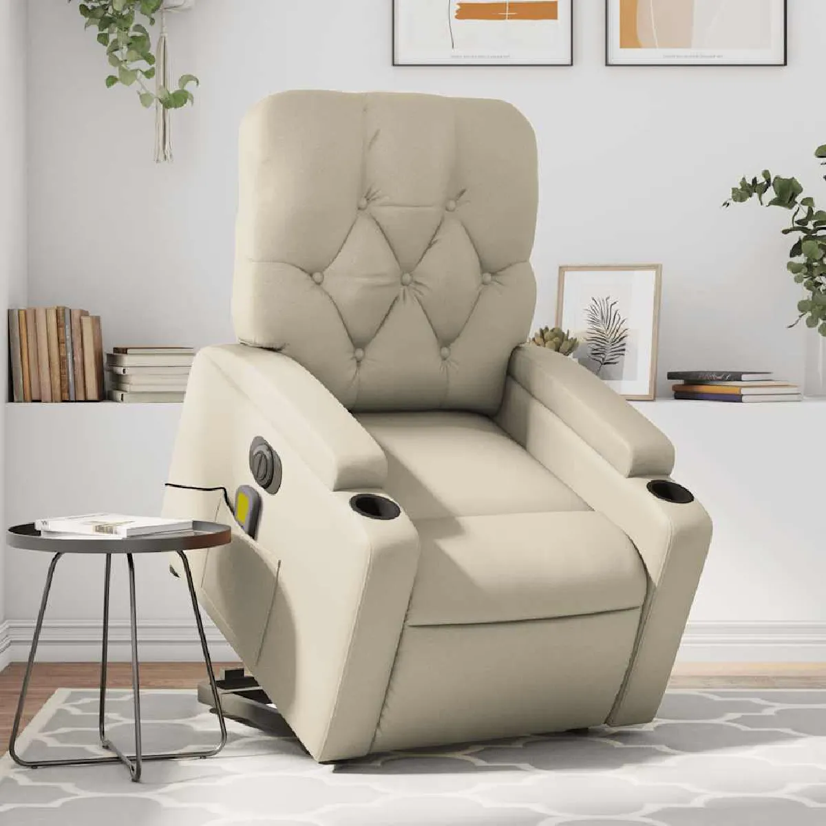 VidaXL Fauteuil de Massage Électrique Crème - vue 3