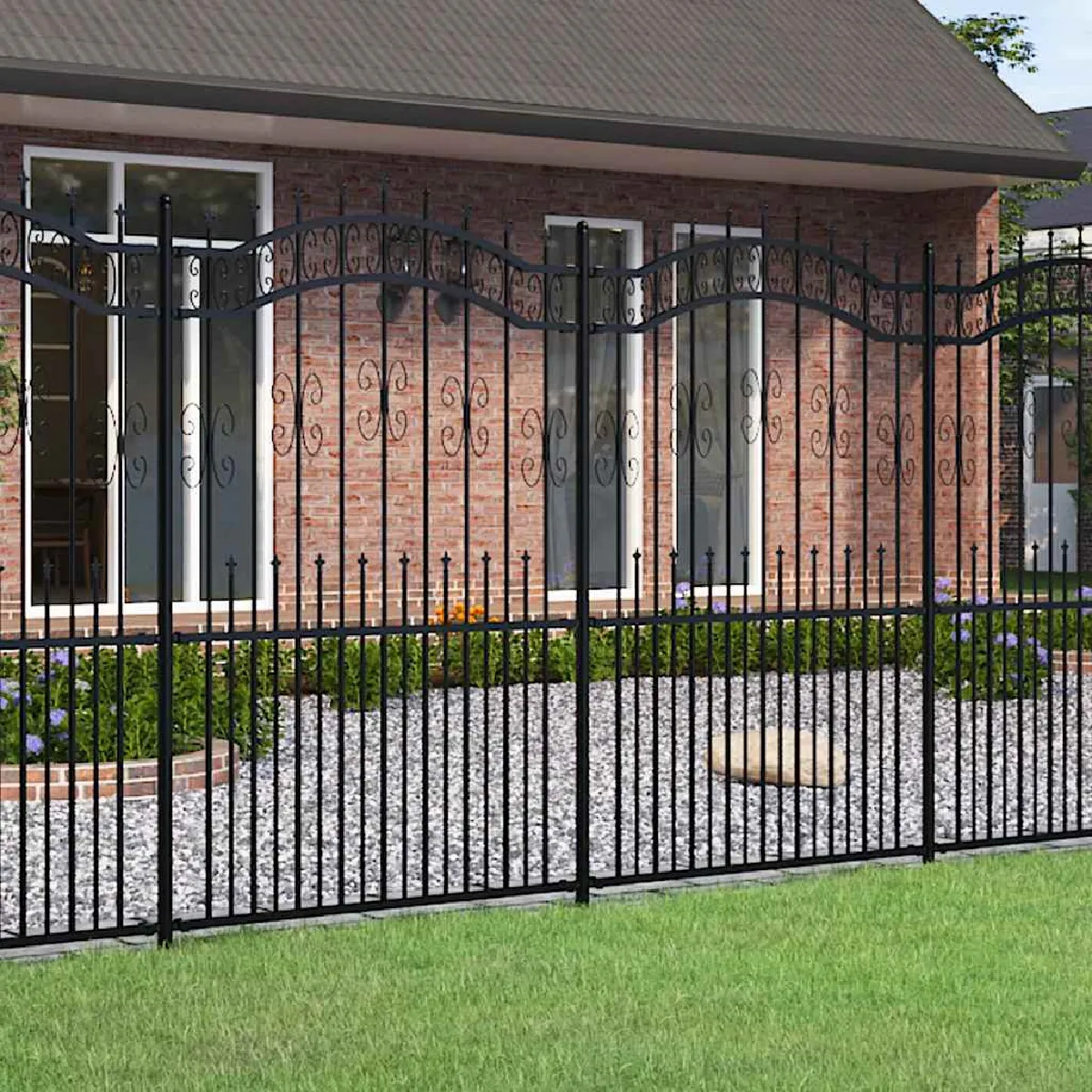 vidaXL Clôture de jardin avec sommet de lance 222 cm - vue 3