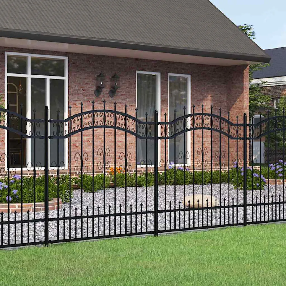 vidaXL Côture de Jardin avec Sommet de Lance Panneau de Clôture Décorative Barrière de Protection Patio Terrasse 151086 - vue 2