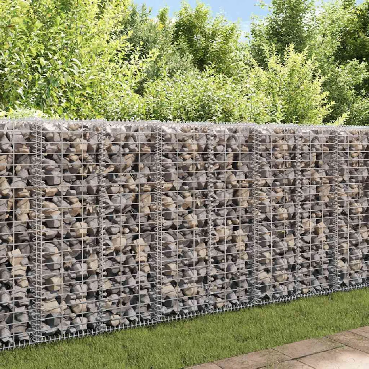 vidaXL Mur à gabion avec couvercles Acier galvanisé 200 x 20 x 85 cm - vue 4