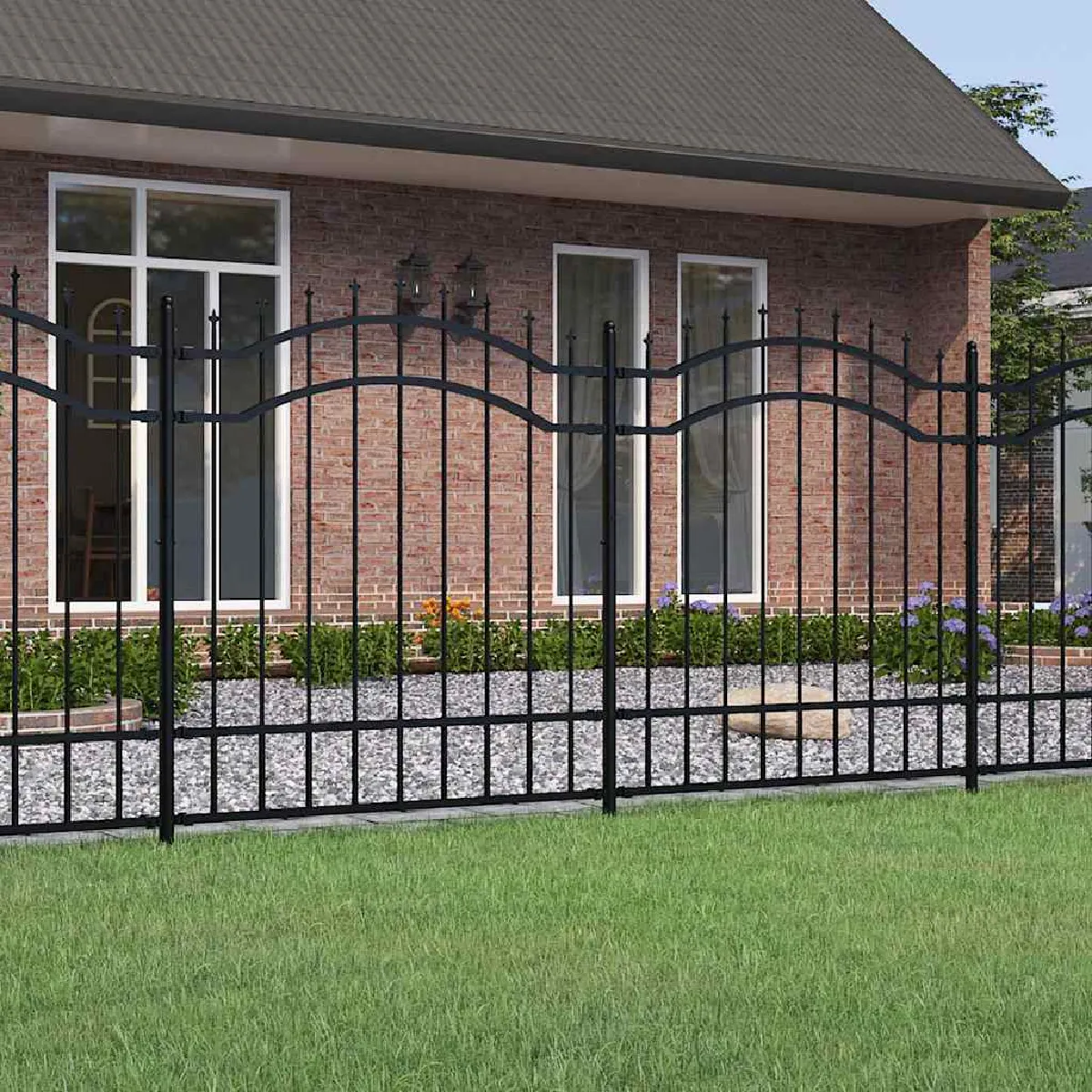 vidaXL Clôture de jardin avec dessus en forme de lance 239 x 125 cm acier revêtu par 151081