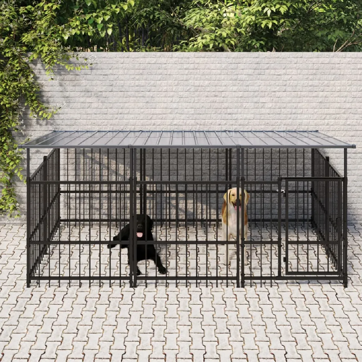vidaXL Chenil extérieur avec toit - 3.75 m² - Noir vidaXL Chenil extérieur avec toit - 3.75 m² - Noir