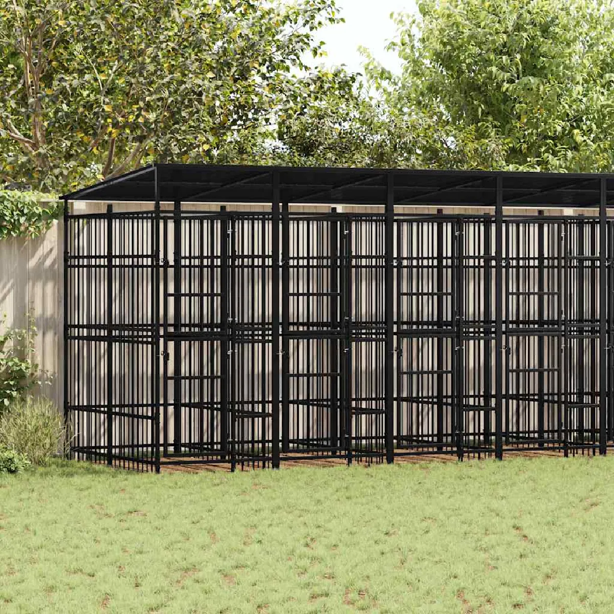 vidaXL Chenil d'extérieur avec toit pour chiens Acier 14 75 m² - vue 2