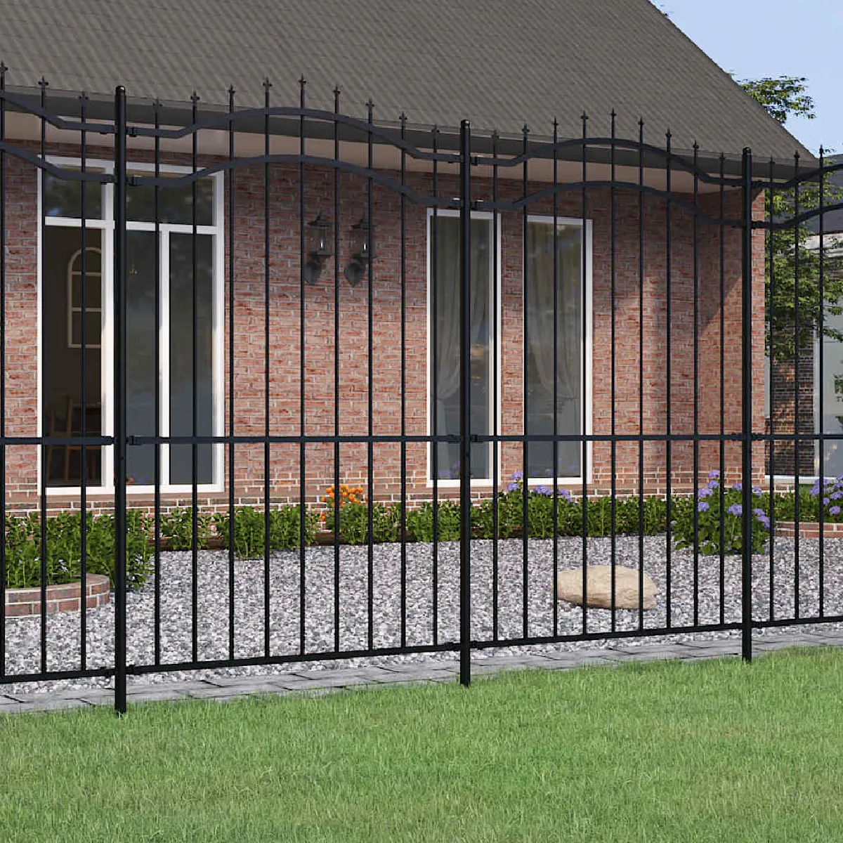 vidaXL Clôture de jardin avec sommet de lance 222 cm