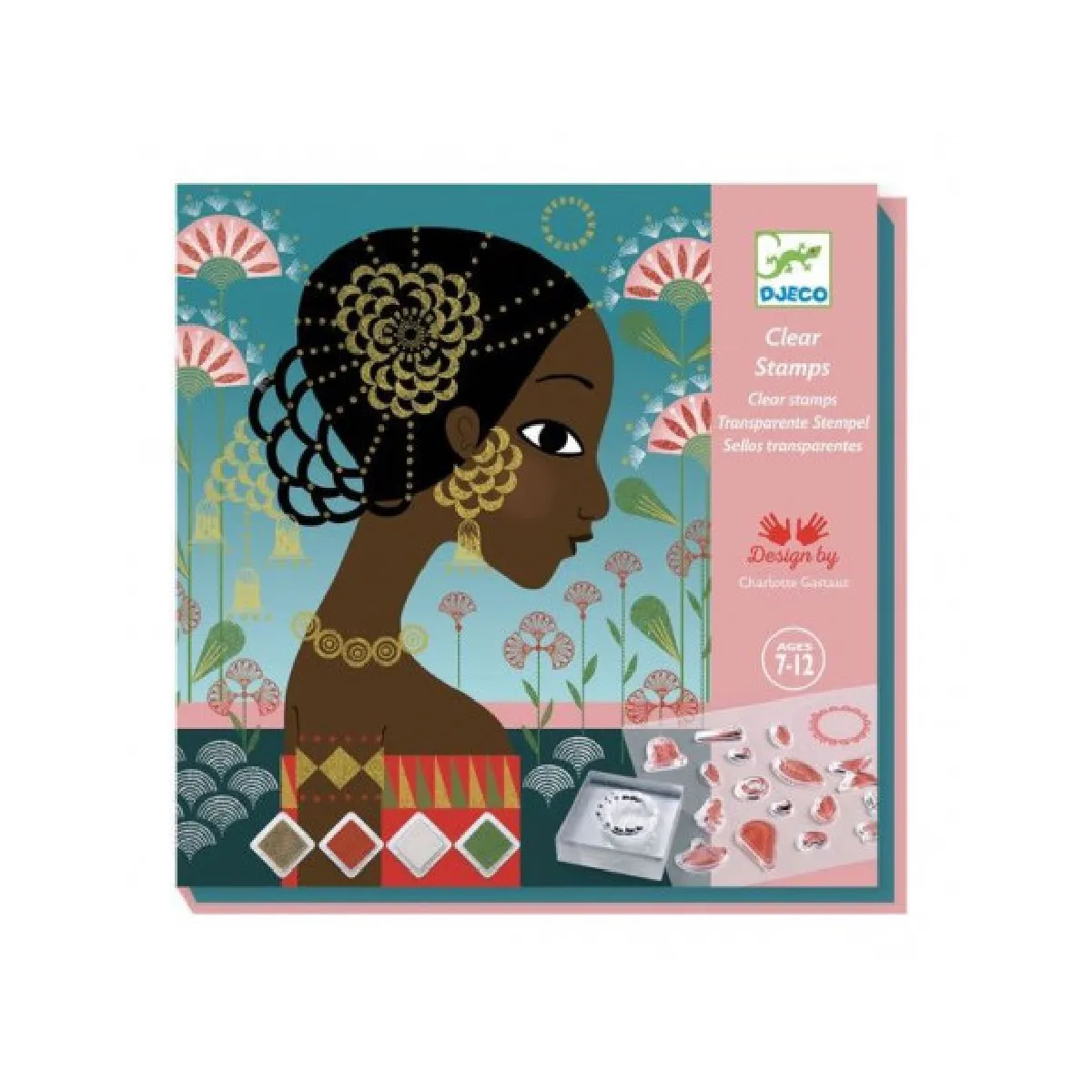 Djeco Coffret Tampons Motifs Et Parures - 12 Pièces