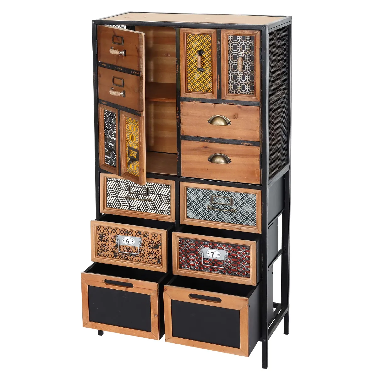 Mendler Commode Pharmacie Vintage - Multicolore