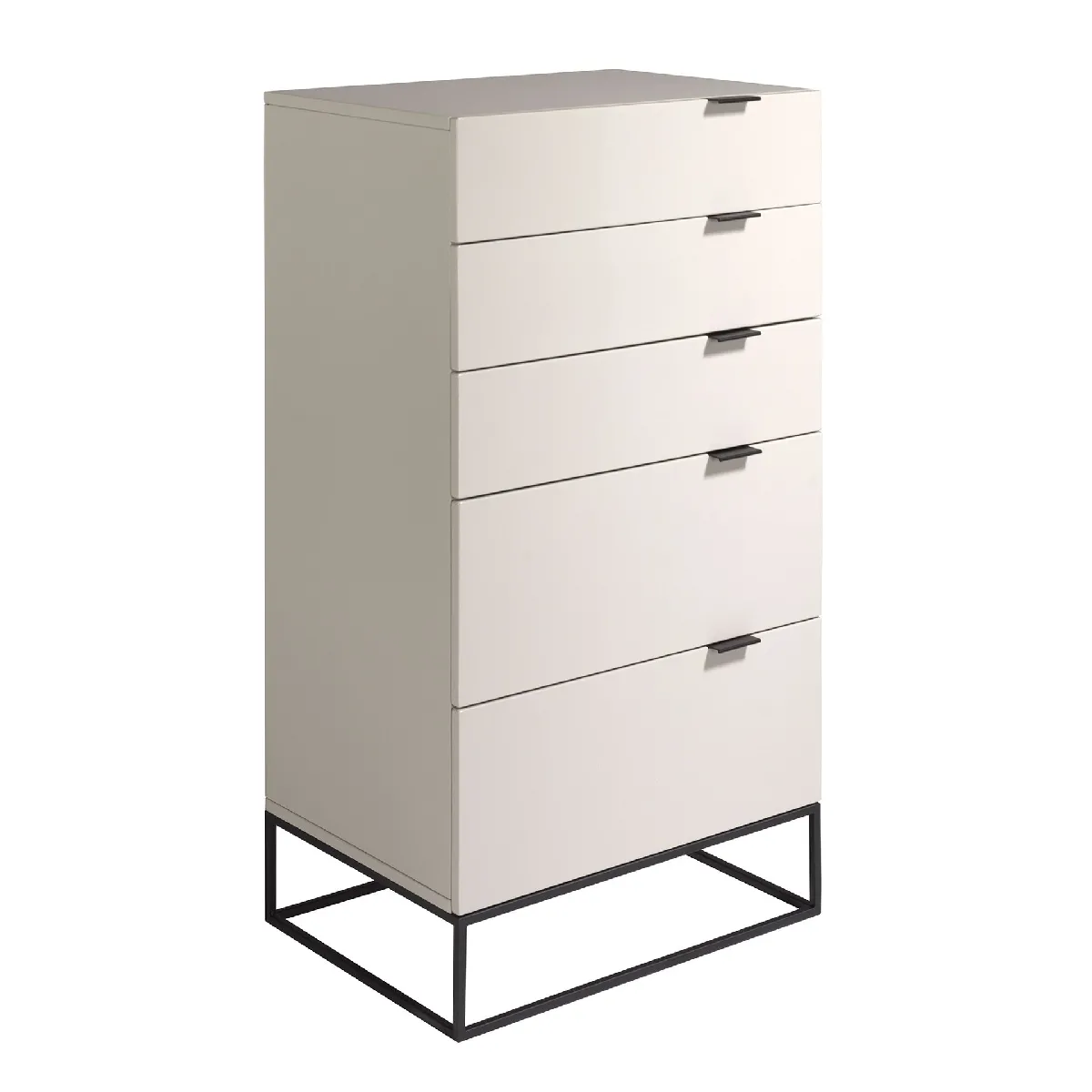 Chiffonnier bois gris et acier noir