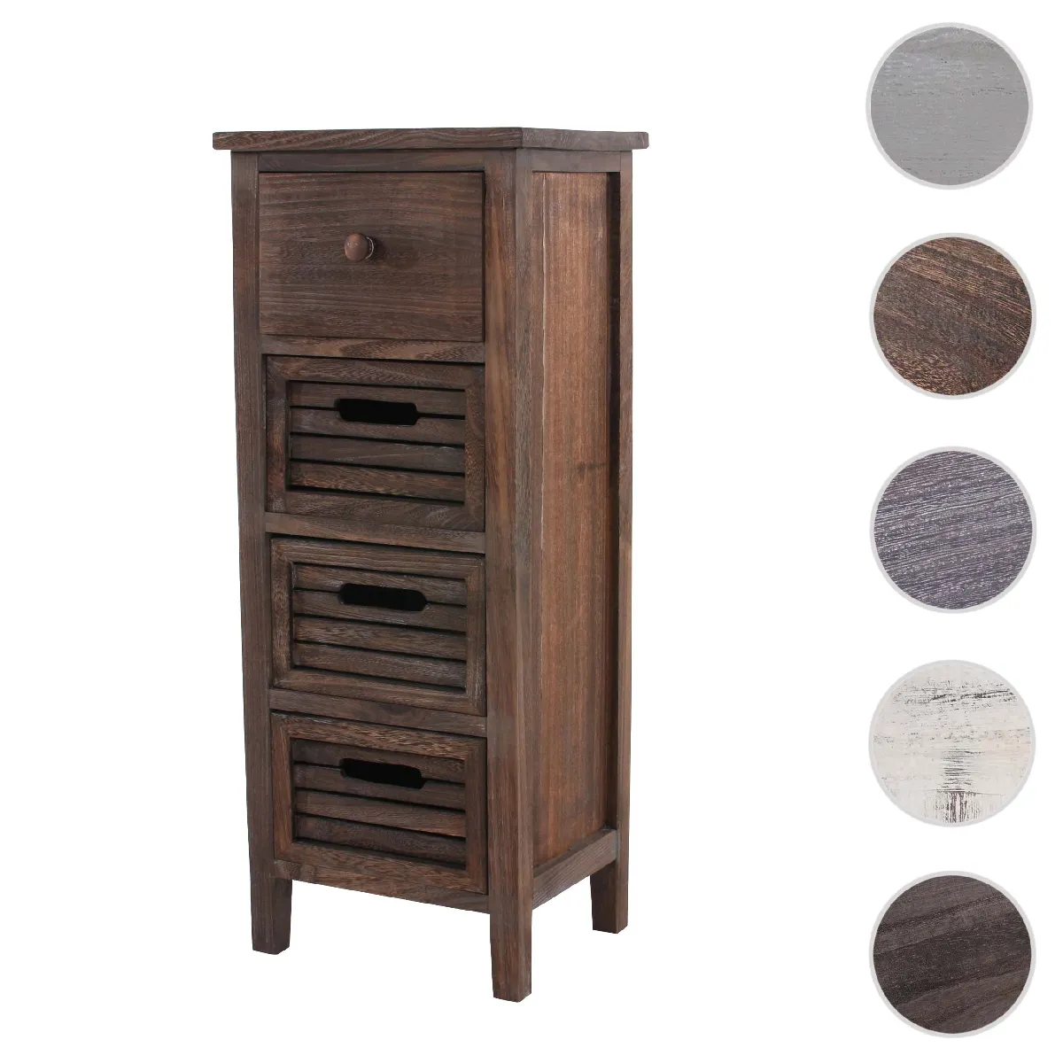 Mendler Commode bois 4 tiroirs - Marron
