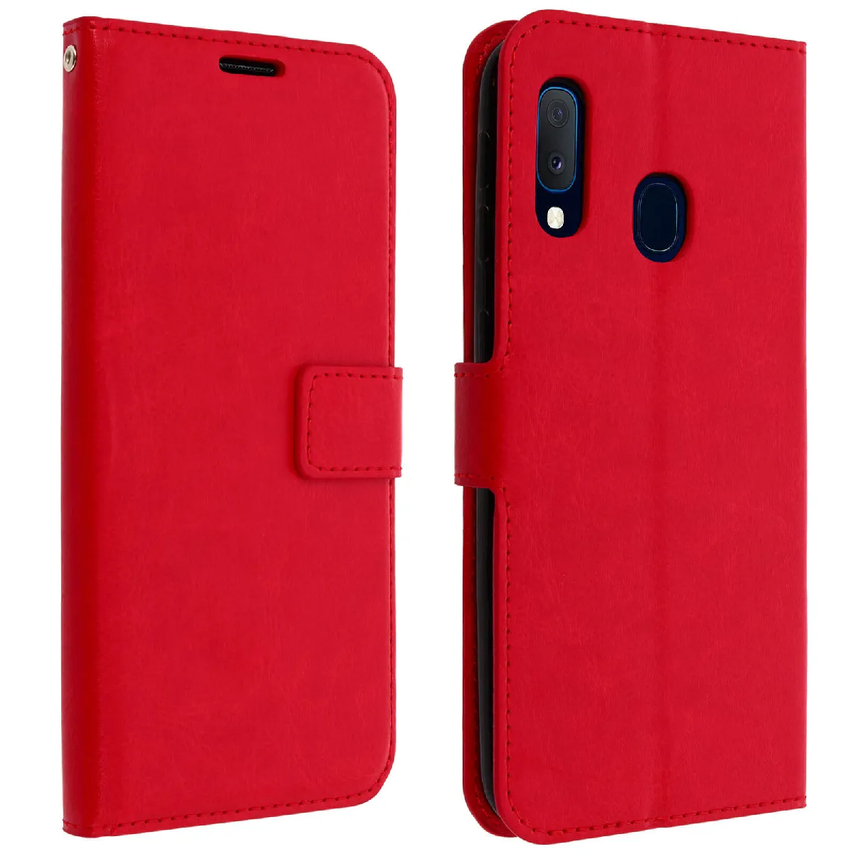 Avizar Rouge Housse Pour Samsung Galaxy A20e Étui Porte Carte Support Vidéo Vintage
